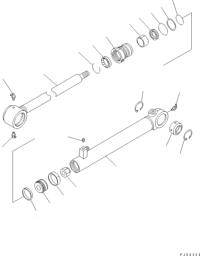 Схема запчастей Komatsu GD605A-5S - ЦИЛИНДР РУЛЕВ. УПР-Я СИЛОВАЯ ПЕРЕДАЧА
