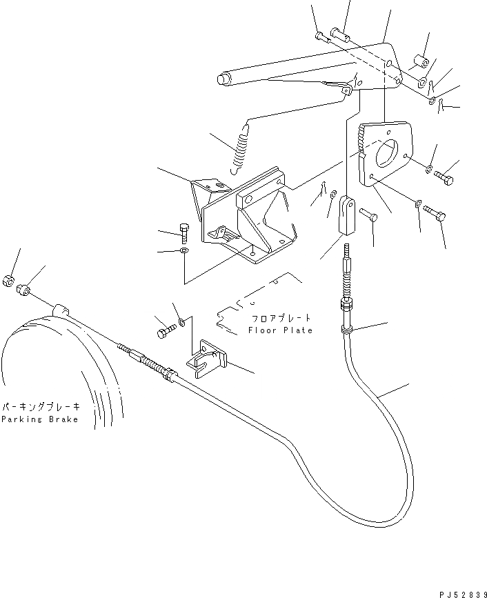 Схема запчастей Komatsu GD605A-5S - РЫЧАГ УПР-Я СТОЯНОЧН. ТОРМОЗОМ(№-9) СИСТЕМА УПРАВЛЕНИЯ