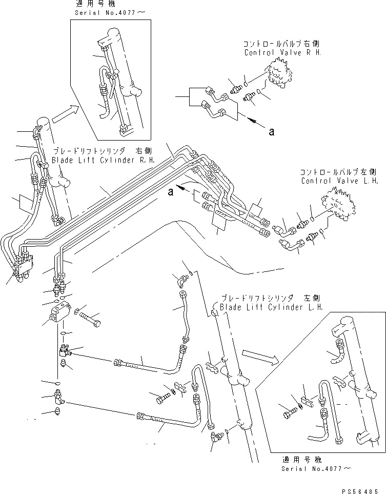Схема запчастей Komatsu GD605A-5S - ГИДРОЛИНИЯ (ЦИЛИНДР ПОДЪЕМА ОТВАЛА ЛИНИЯ)           (С ОТВАЛ АККУМУЛЯТОР)(№-) ГИДРАВЛИКА
