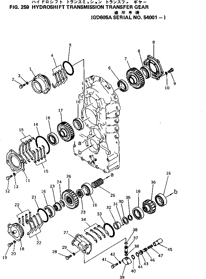 Схема запчастей Komatsu GD605A-3 - ТРАНСМИССИЯ ПЕРЕДАЧА ПРИВОД СИЛОВАЯ ПЕРЕДАЧА