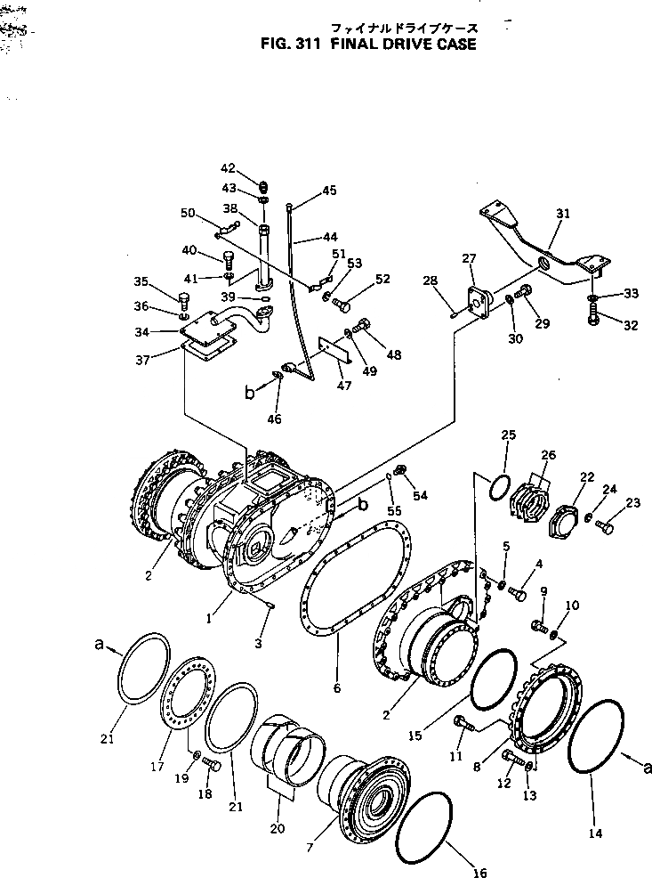 Схема запчастей Komatsu GD605A-3 - КОРПУС КОНЕЧН. ПЕРЕДАЧИ СДВОЕНН. ПРИВОД И КОЛЕСА