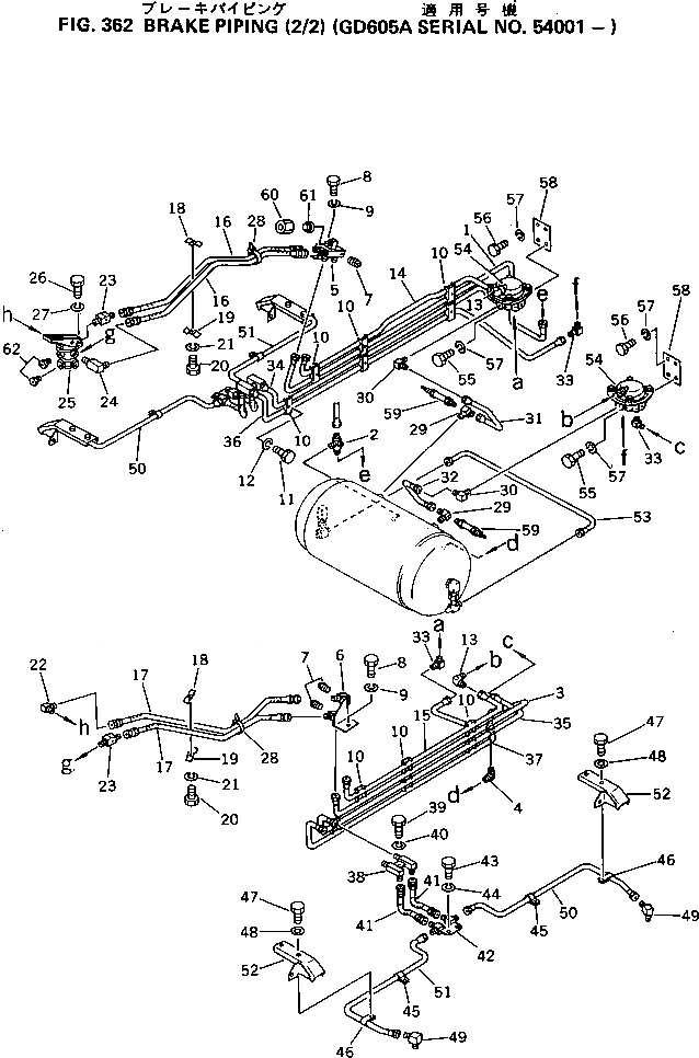 Схема запчастей Komatsu GD605A-3 - ТОРМОЗНАЯ ГИДРОЛИНИЯ (/) СДВОЕНН. ПРИВОД И КОЛЕСА