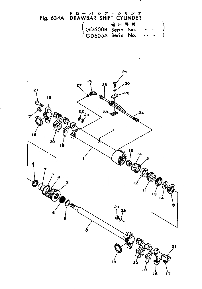 Схема запчастей Komatsu GD605A-1 - СЦЕПНОЕ УСТРОЙСТВО SHIFT ЦИЛИНДР(№..-) ГИДРАВЛИКА