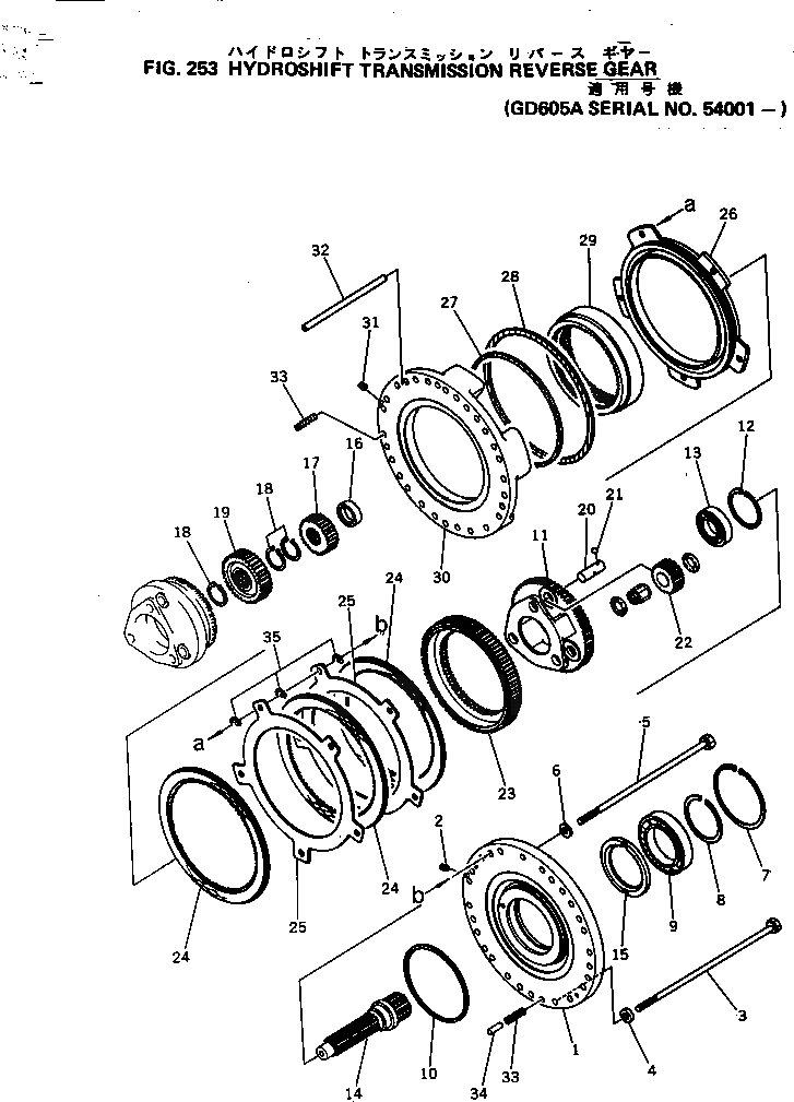 Схема запчастей Komatsu GD605A-3 - ТРАНСМИССИЯ РЕВЕРС ПРИВОД СИЛОВАЯ ПЕРЕДАЧА