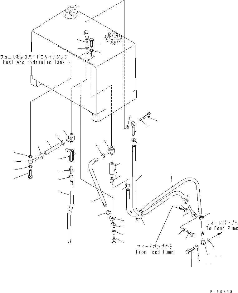 Схема запчастей Komatsu GD605A-5 - ТОПЛИВОПРОВОД.(№-) КОМПОНЕНТЫ ДВИГАТЕЛЯ И ЭЛЕКТРИКА