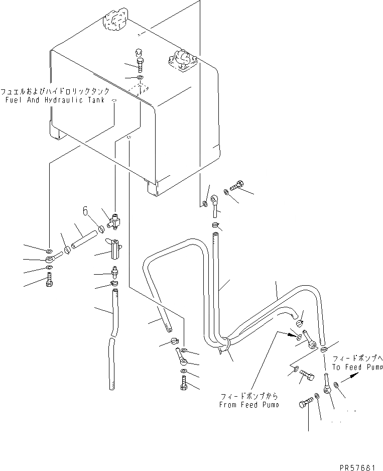 Схема запчастей Komatsu GD605A-5 - ТОПЛИВОПРОВОД.(№-) КОМПОНЕНТЫ ДВИГАТЕЛЯ И ЭЛЕКТРИКА