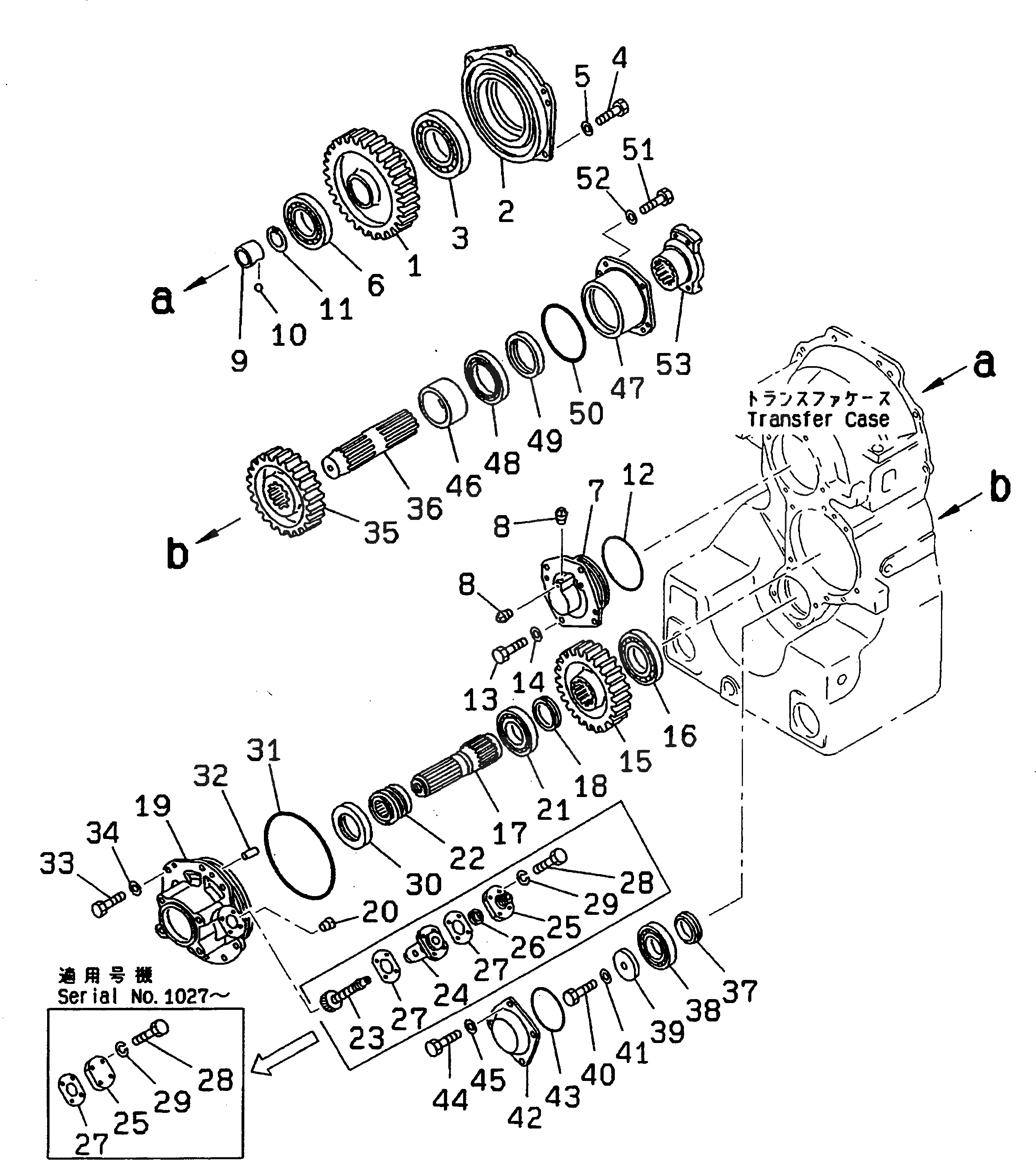 Схема запчастей Komatsu GD605A-5 - ТРАНСМИССИЯ (ВЫХОДНОЙ ВАЛ) СИЛОВАЯ ПЕРЕДАЧА