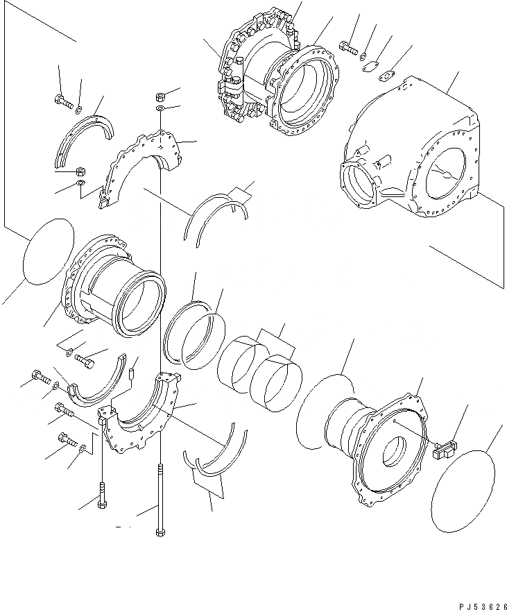 Схема запчастей Komatsu GD605A-5 - КОРПУС КОНЕЧН. ПЕРЕДАЧИ (/)(№-) СИЛОВАЯ ПЕРЕДАЧА