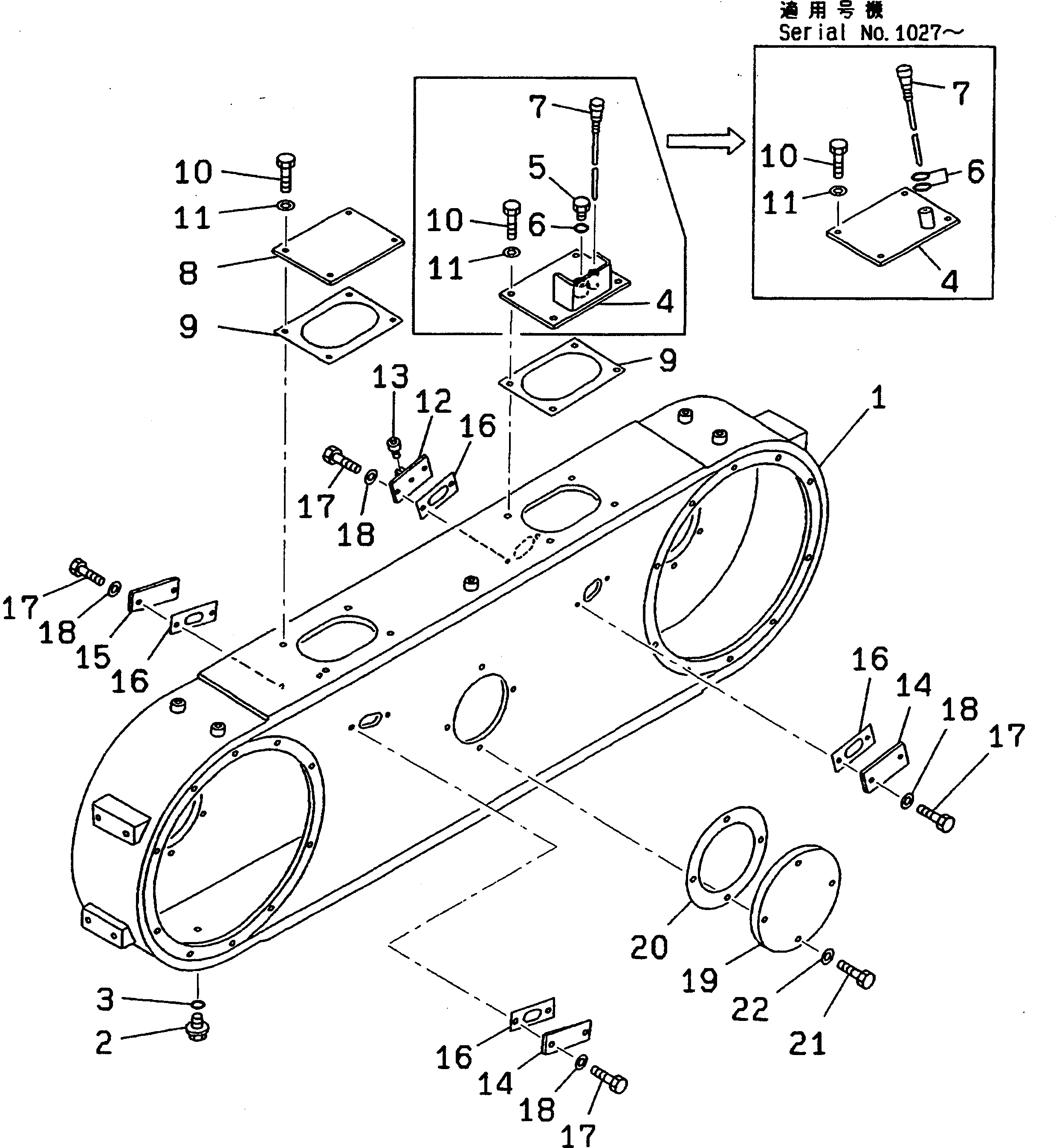 Схема запчастей Komatsu GD605A-5 - КОРПУС СДВОЕННОГО ПРИВОДА СИЛОВАЯ ПЕРЕДАЧА