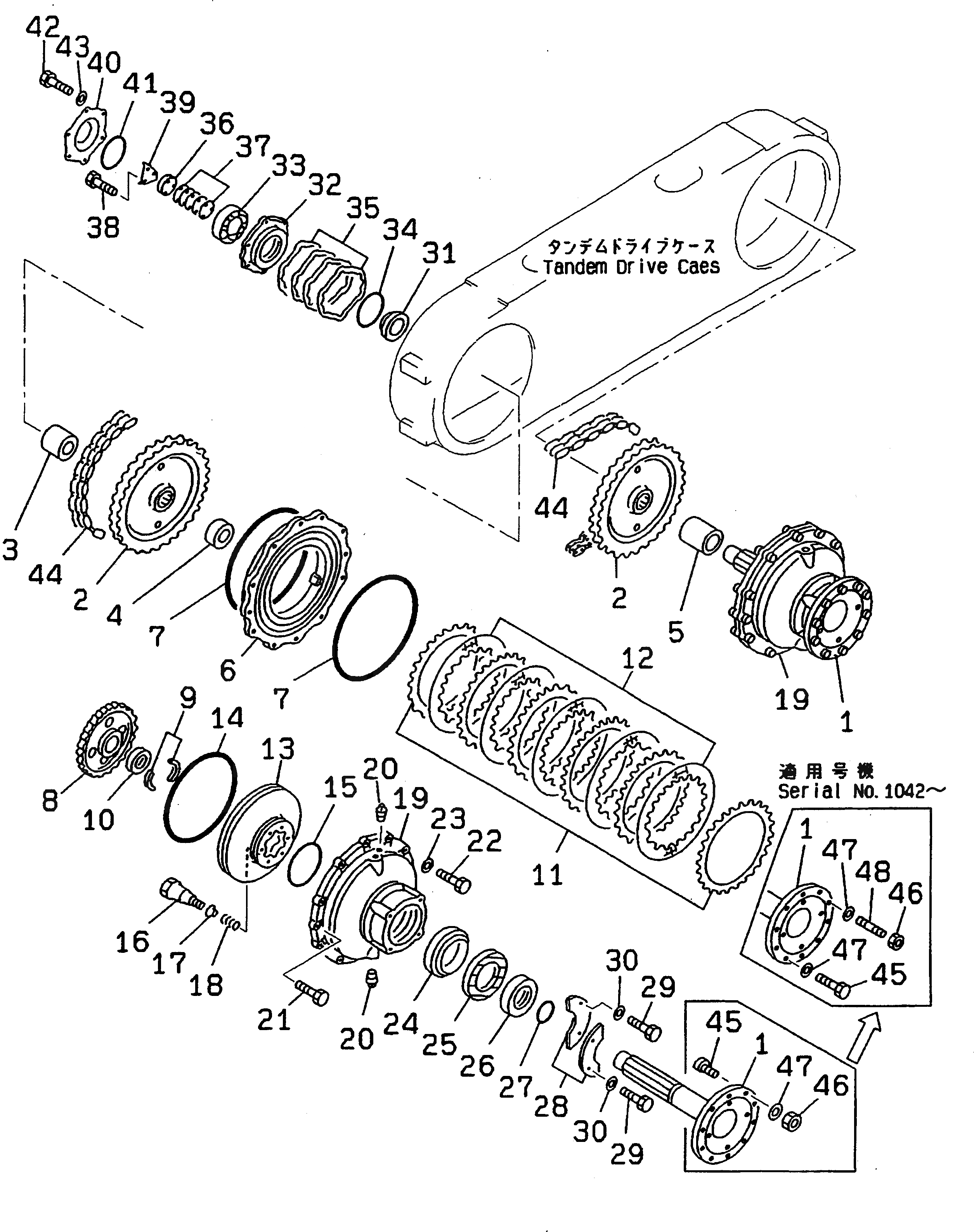 Схема запчастей Komatsu GD605A-5 - СДВОЕНН. ПРИВОД ПРИВОД И ЦЕПЬ СИЛОВАЯ ПЕРЕДАЧА