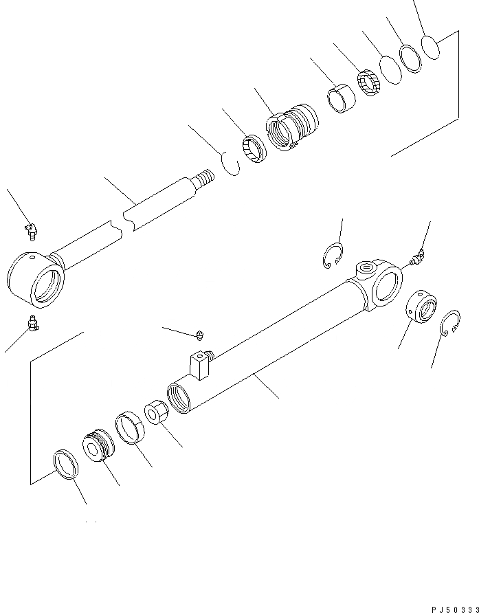 Схема запчастей Komatsu GD605A-5 - ЦИЛИНДР РУЛЕВ. УПР-Я СИЛОВАЯ ПЕРЕДАЧА