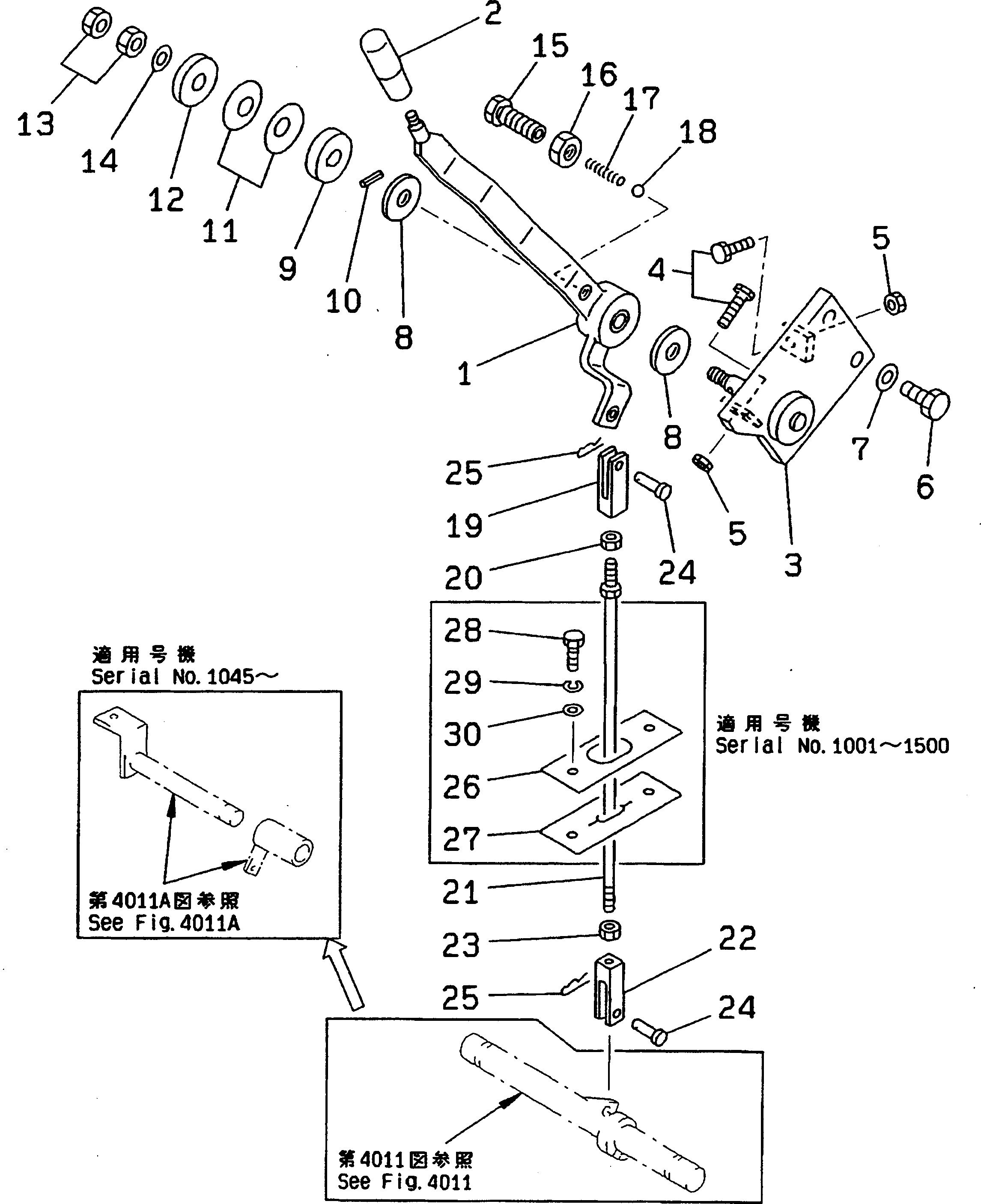 Схема запчастей Komatsu GD605A-5 - РЫЧАГ УПРАВЛ-Я ПОДАЧЕЙ ТОПЛИВА(№-) СИСТЕМА УПРАВЛЕНИЯ