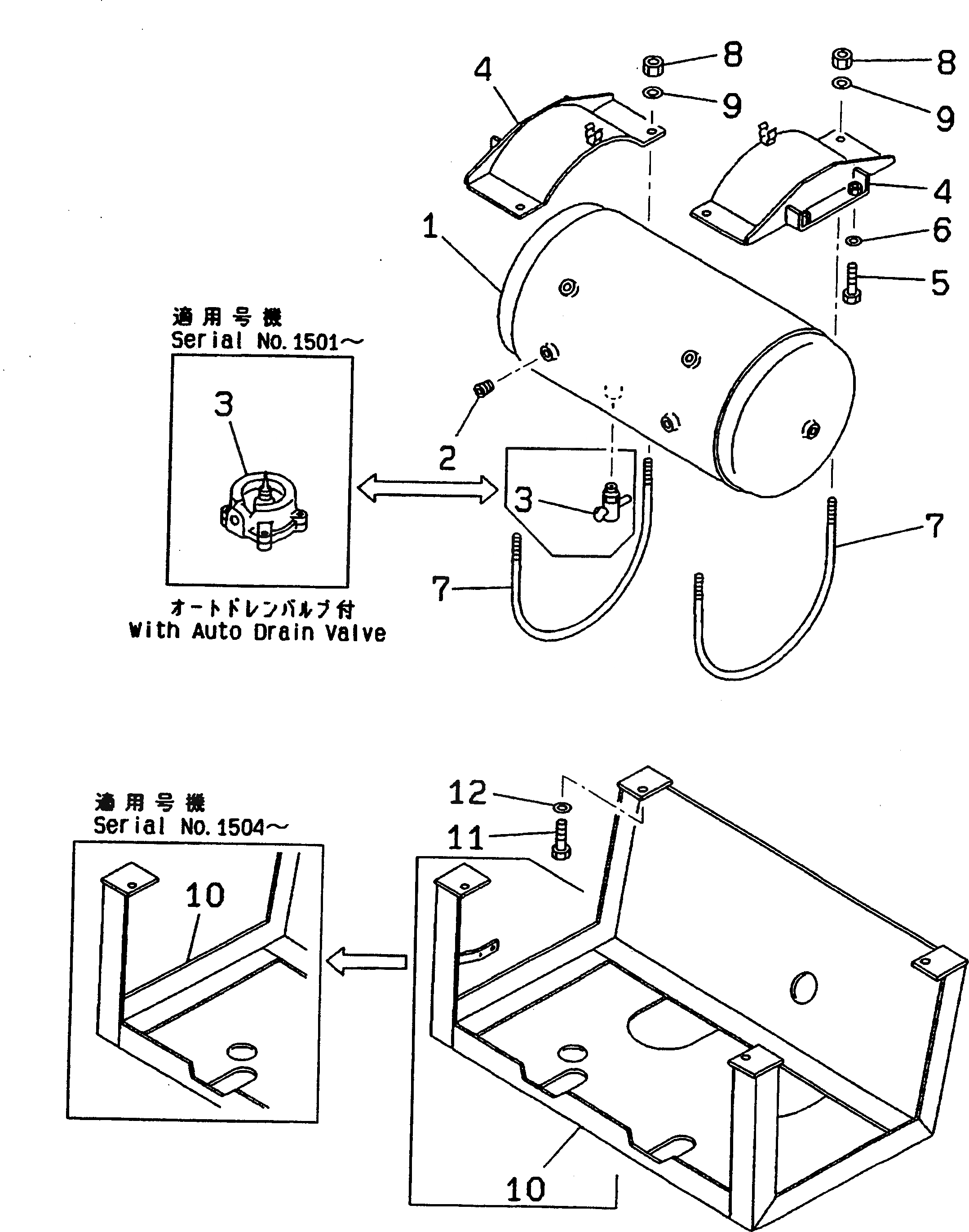 Схема запчастей Komatsu GD605A-5 - ТОРМОЗНАЯ ГИДРОЛИНИЯ (/) (ВОЗД. БАЛЛОН)(№-) СИСТЕМА УПРАВЛЕНИЯ