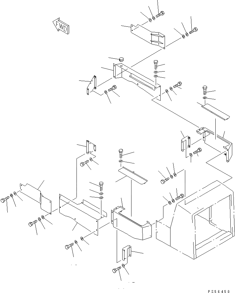 Схема запчастей Komatsu GD605A-5 - КРЫШКА АККУМУЛЯТОРА(№-) РАМА И ЧАСТИ КОРПУСА