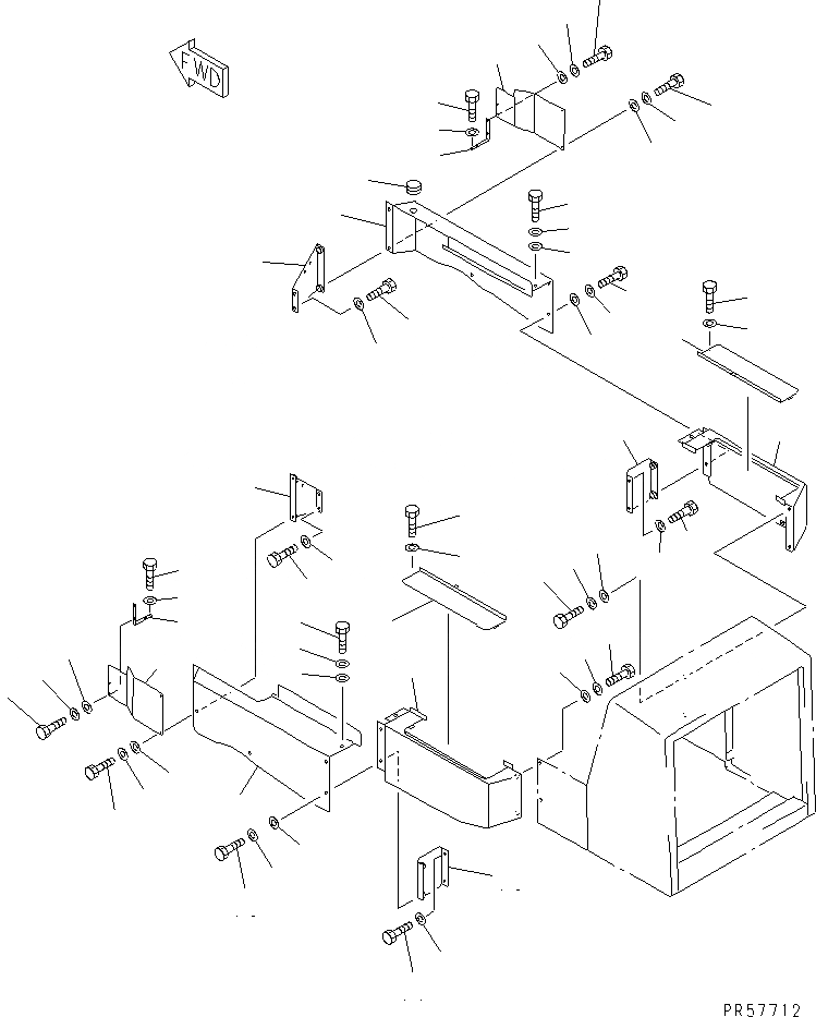Схема запчастей Komatsu GD605A-5 - КРЫШКА АККУМУЛЯТОРА(№-) РАМА И ЧАСТИ КОРПУСА