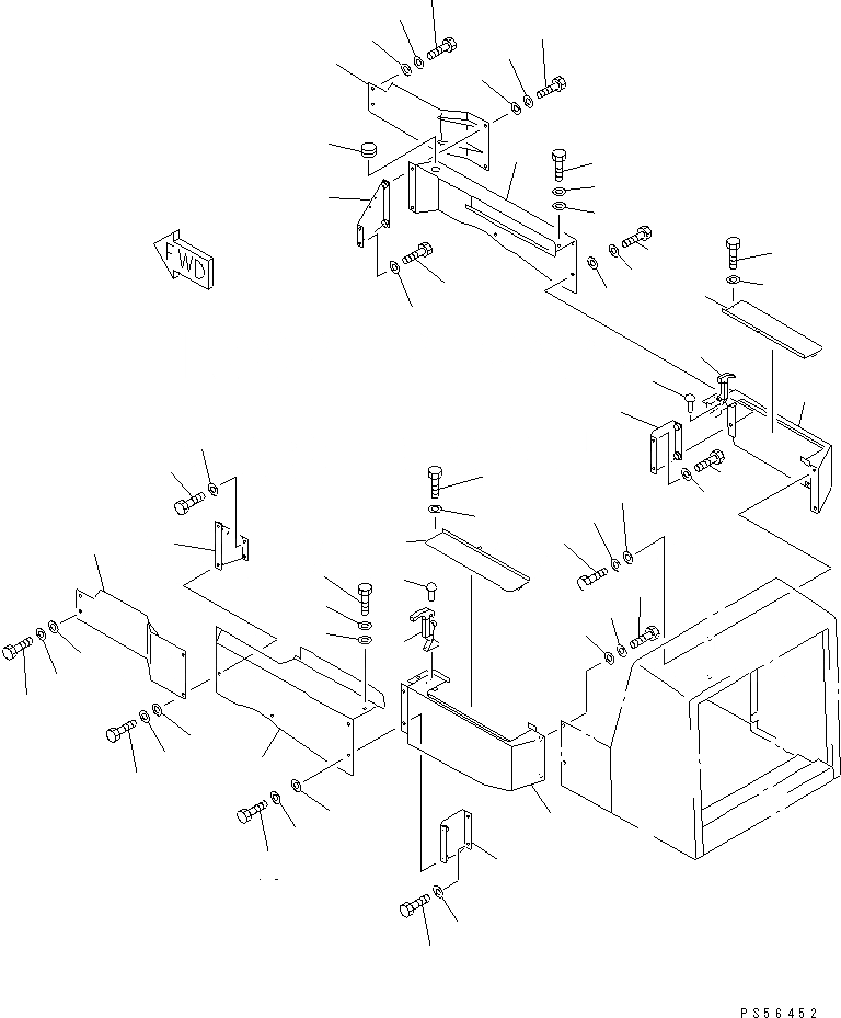 Схема запчастей Komatsu GD605A-5 - КРЫШКА АККУМУЛЯТОРА (С ЗАДН. КРЫЛО)(№-) РАМА И ЧАСТИ КОРПУСА