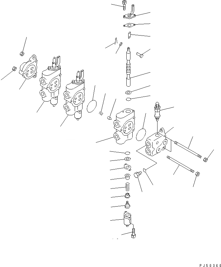 Схема запчастей Komatsu GD605A-5 - ГИДРАВЛ УПРАВЛЯЮЩ. КЛАПАН¤ ПРАВ. (3-Х СЕКЦИОНН.)(№-) ГИДРАВЛИКА