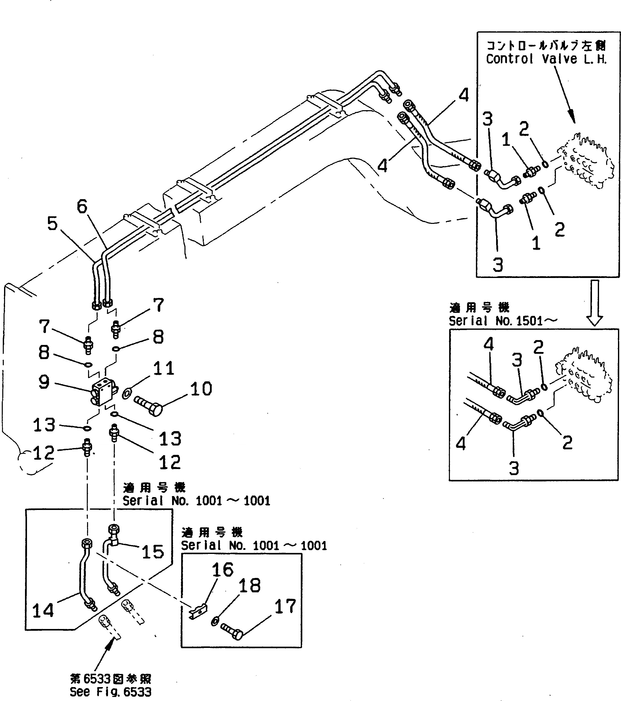 Схема запчастей Komatsu GD605A-5 - ГИДРОЛИНИЯ (СЦЕПНОЕ УСТРОЙСТВО SHIFT ЛИНИЯ ЦИЛИНДРА) (/) ГИДРАВЛИКА