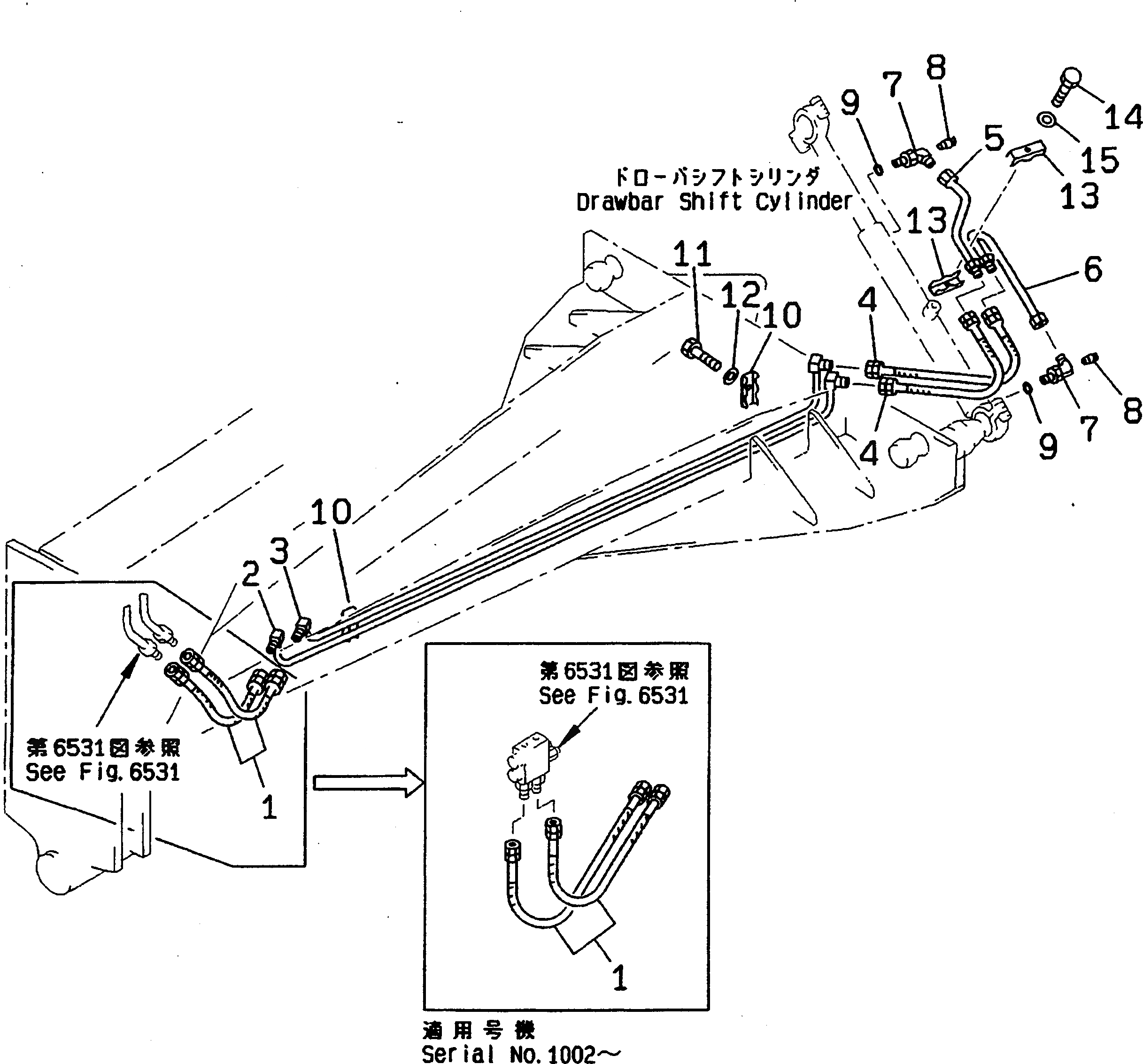 Схема запчастей Komatsu GD605A-5 - ГИДРОЛИНИЯ (СЦЕПНОЕ УСТРОЙСТВО SHIFT ЛИНИЯ ЦИЛИНДРА) (/) ГИДРАВЛИКА