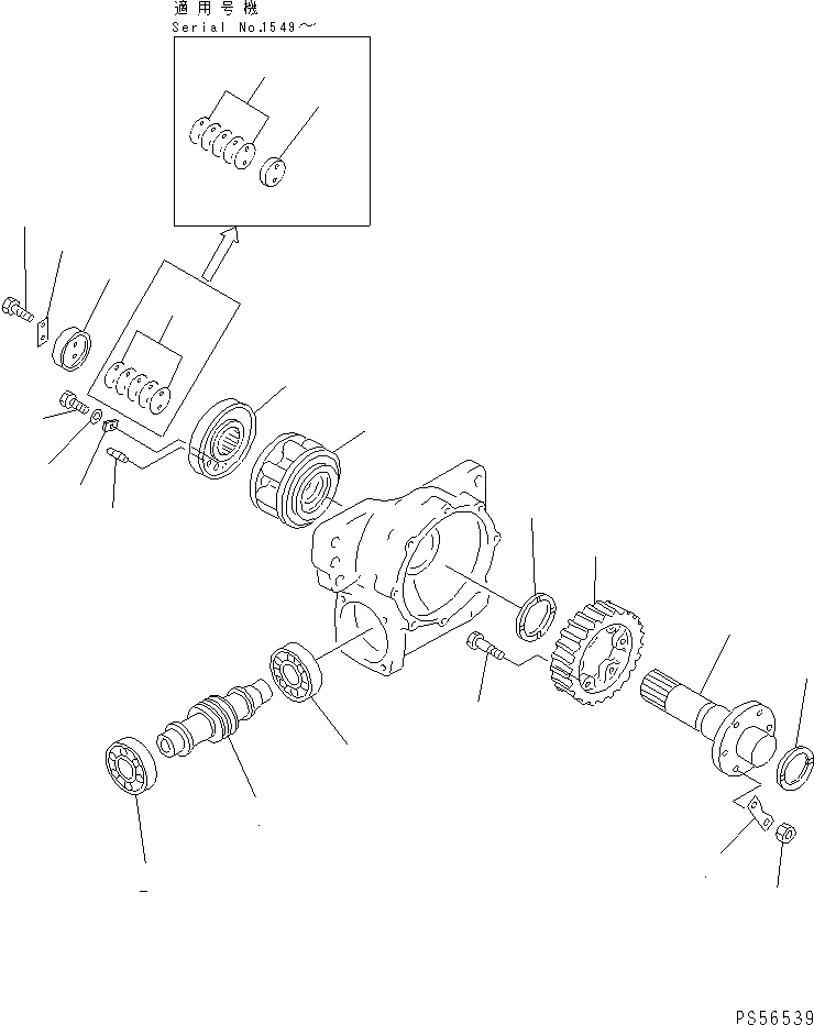 Схема запчастей Komatsu GD605A-5 - КОЛЬЦЕВ.РЕВЕРС ПРИВОД (/)(№-) РАБОЧЕЕ ОБОРУДОВАНИЕ