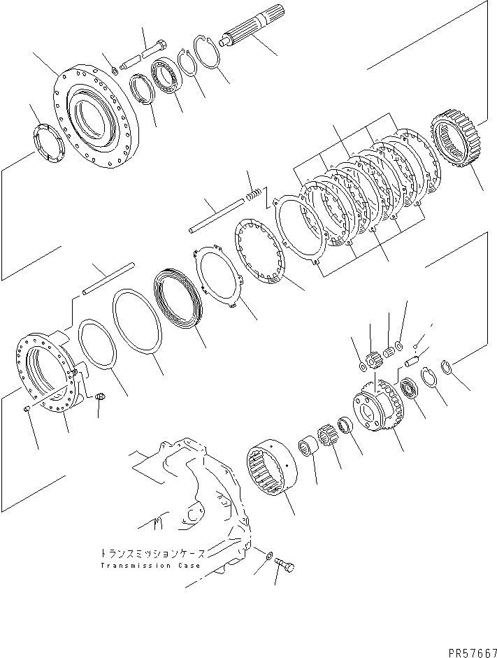 Схема запчастей Komatsu GD611A-1 - ТРАНСМИССИЯ (РЕВЕРС МУФТА)(№-) СИЛОВАЯ ПЕРЕДАЧА