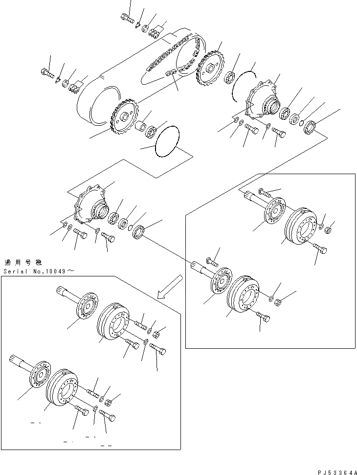 Схема запчастей Komatsu GD611A-1 - СДВОЕНН. ПРИВОД ПРИВОД И ЦЕПЬ СИЛОВАЯ ПЕРЕДАЧА
