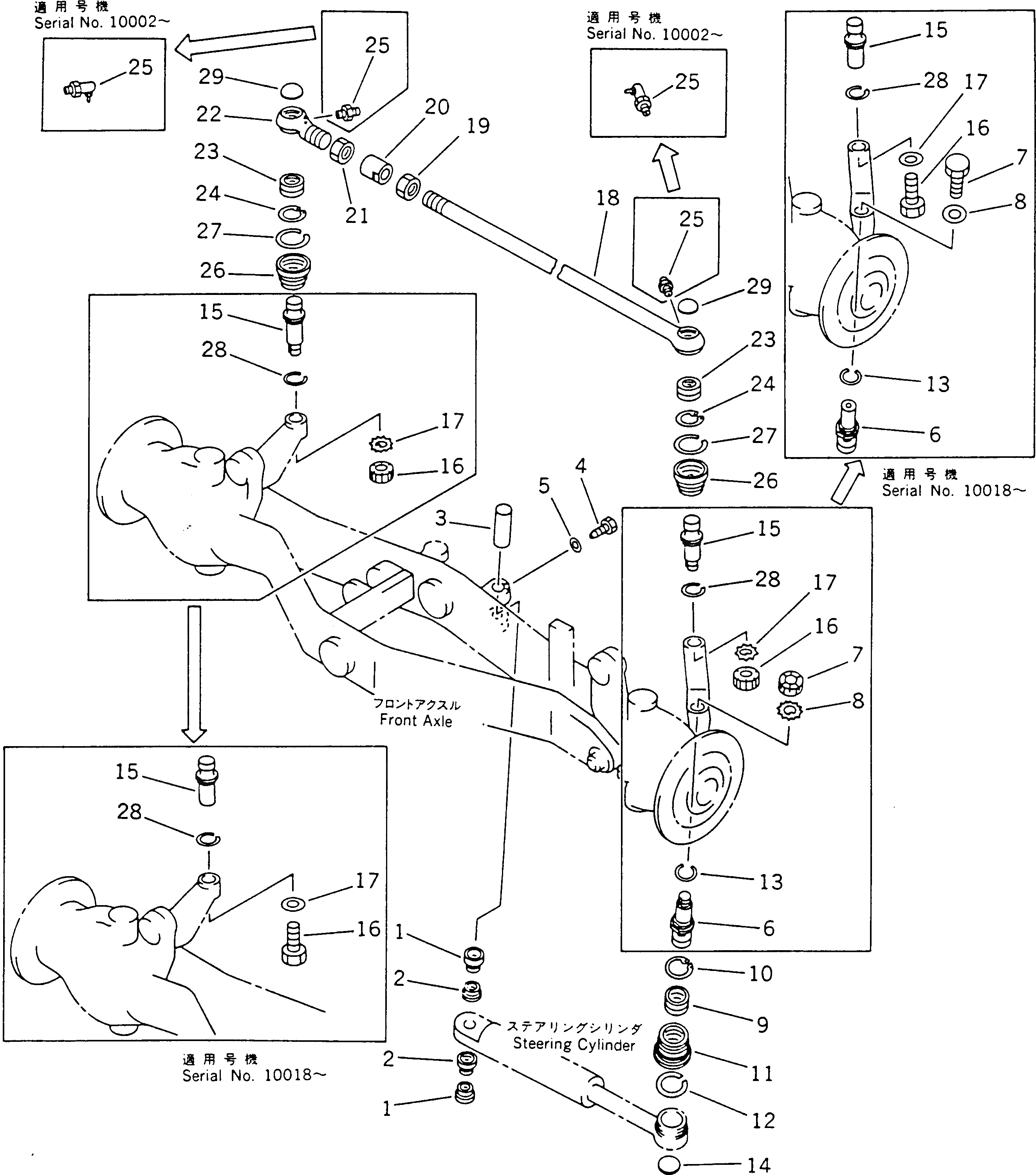 Схема запчастей Komatsu GD611A-1 - ПЕРЕДНИЙ МОСТ (/)(№-77) СИЛОВАЯ ПЕРЕДАЧА