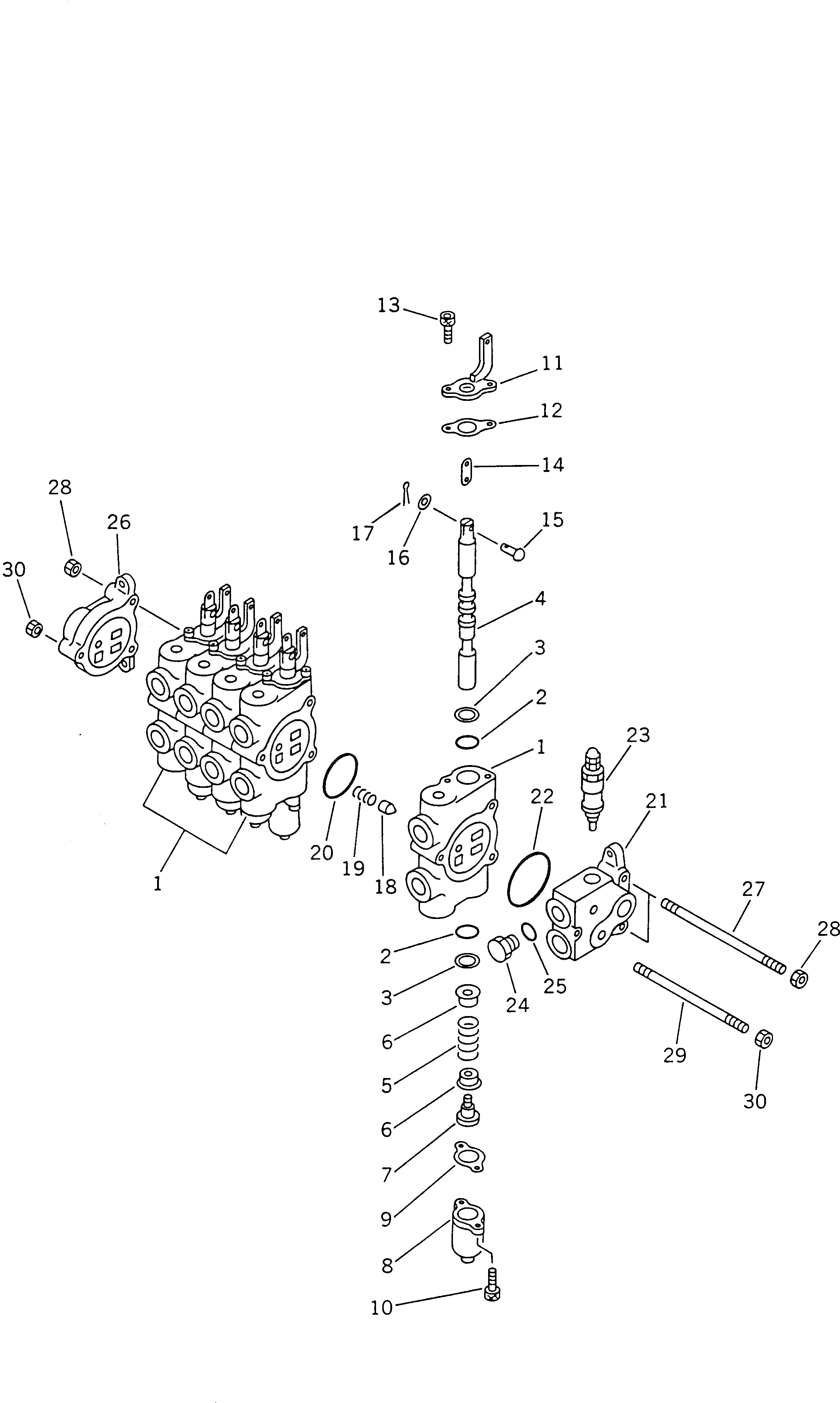 Схема запчастей Komatsu GD621A-1 - ГИДРАВЛ УПРАВЛЯЮЩ. КЛАПАН¤ ПРАВ. (5-СЕКЦИОНН.) (ДЛЯ ПЕРЕДН. ОТВАЛ) ГИДРАВЛИКА