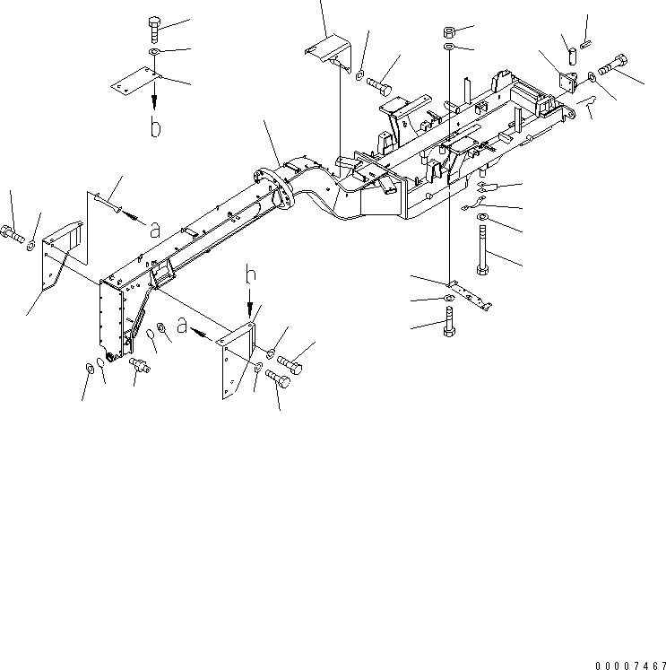 Схема запчастей Komatsu GD621R-1 - РАМА (С ROPS) РАМА И ЧАСТИ КОРПУСА