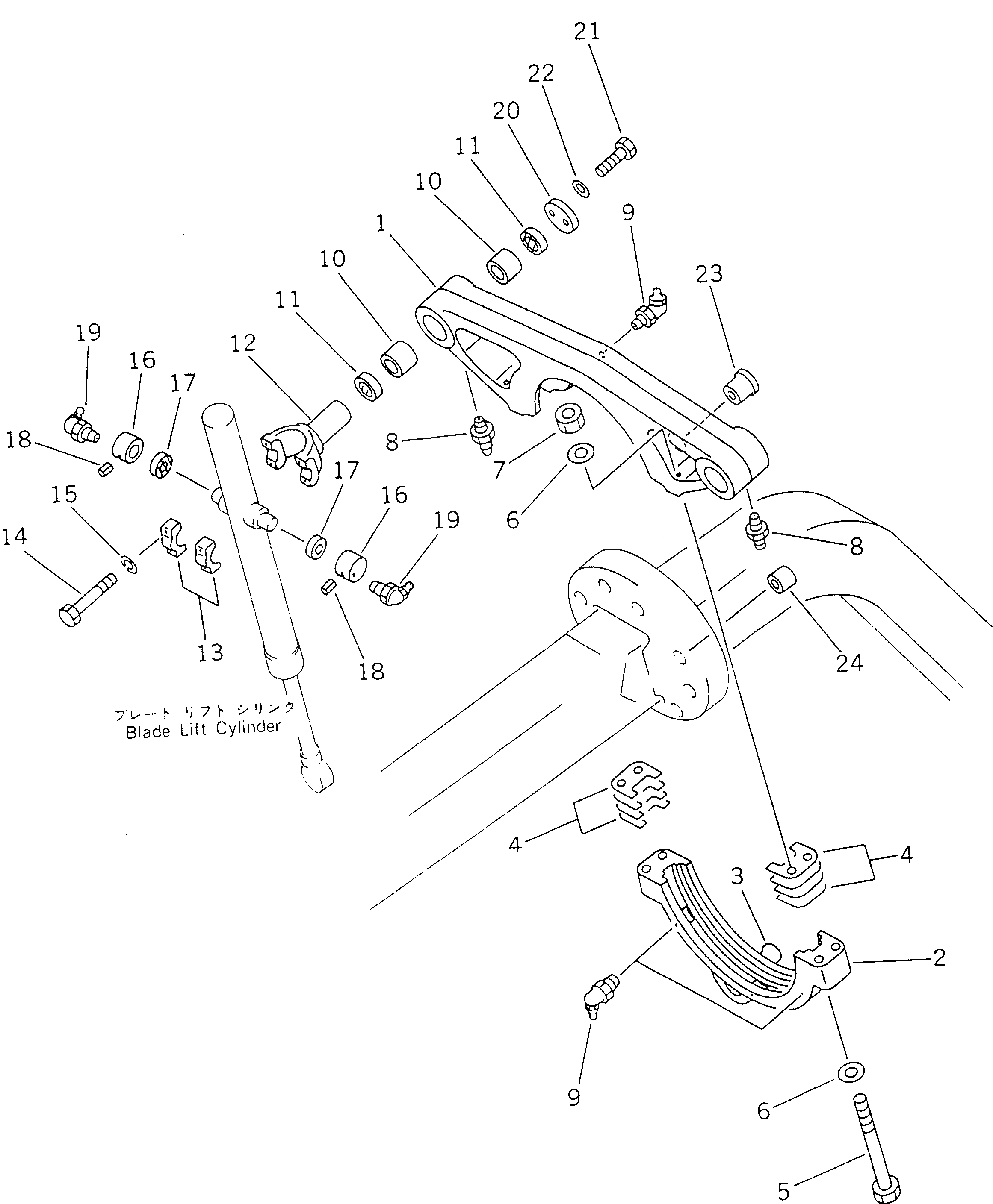 Схема запчастей Komatsu GD621R-1 - ПОДЪЕМ ОТВАЛА РАБОЧЕЕ ОБОРУДОВАНИЕ