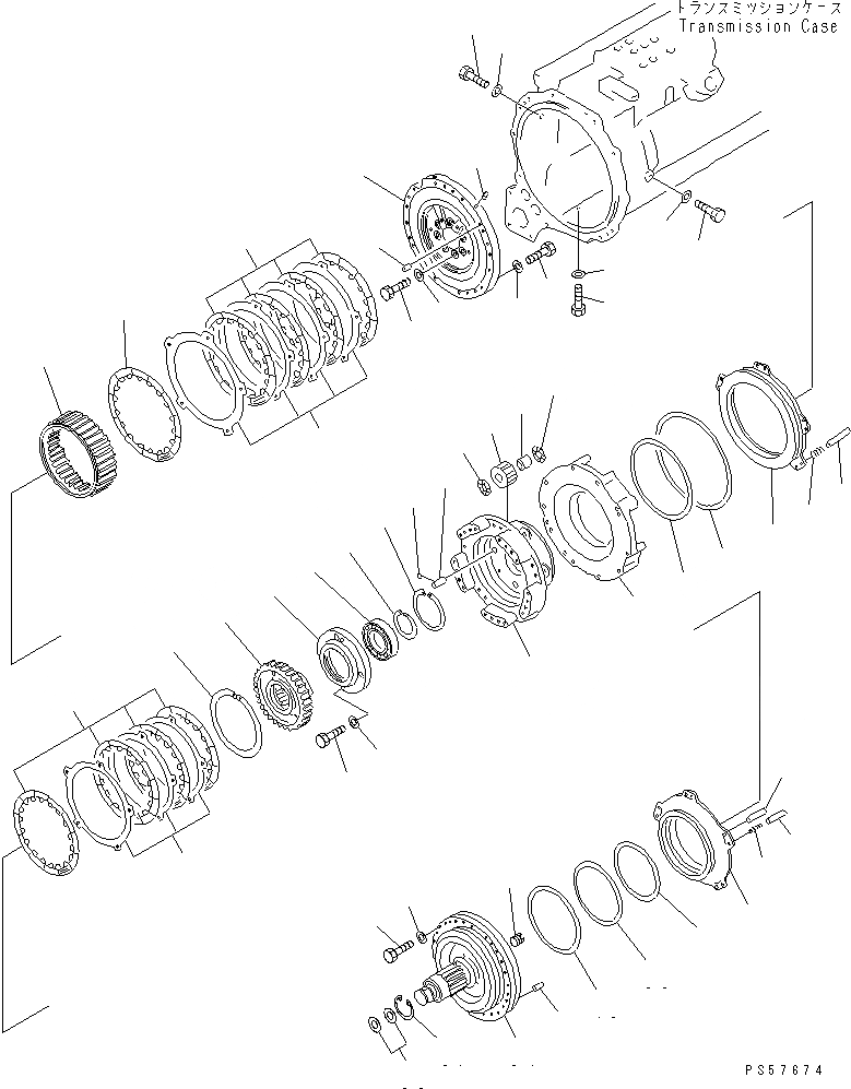 Схема запчастей Komatsu GD623A-1 - ТРАНСМИССИЯ (МУФТА ПОВЫШ./ПОНИЖ.)(№-) СИЛОВАЯ ПЕРЕДАЧА