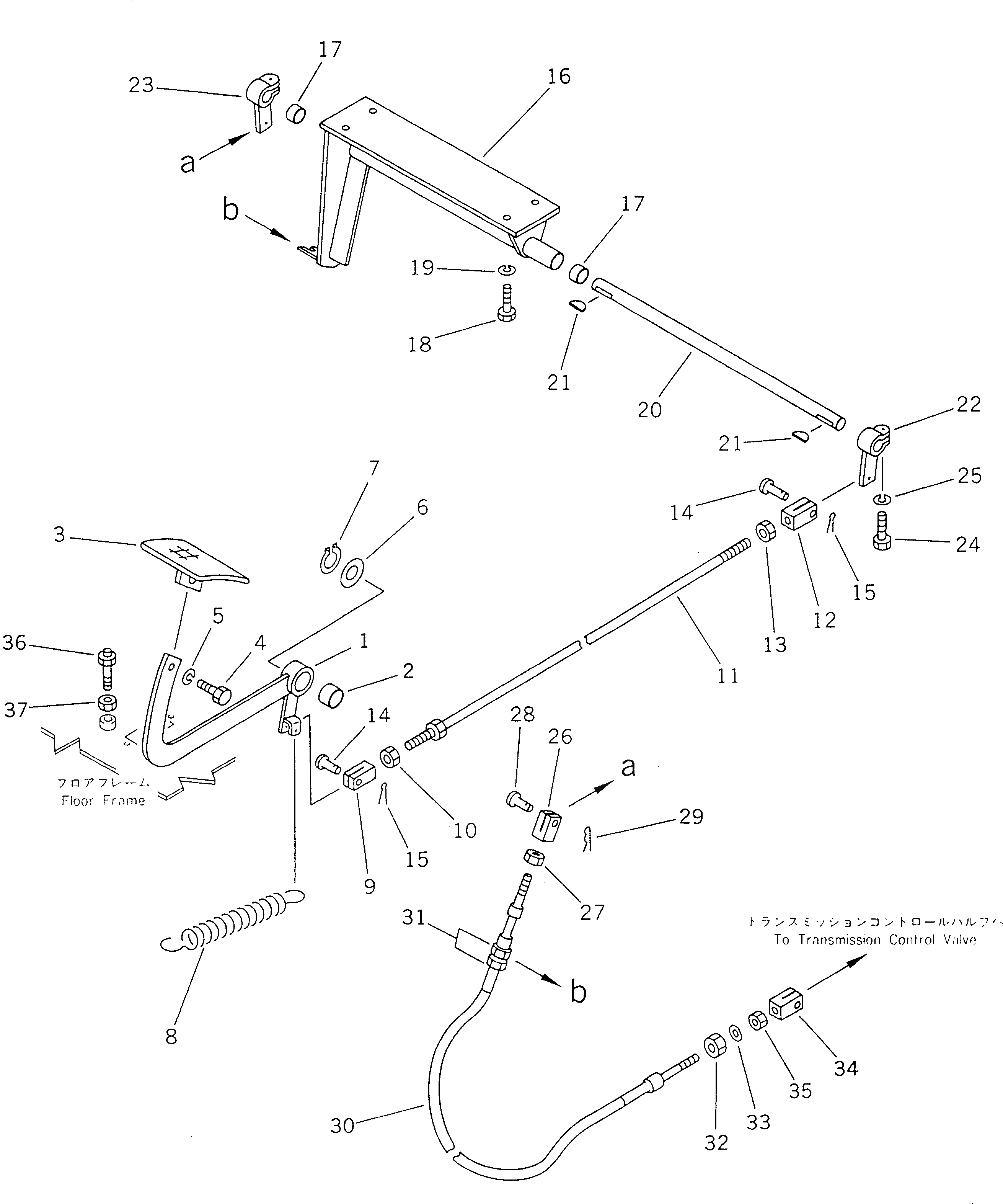 Схема запчастей Komatsu GD623A-1 - ПЕДАЛЬ ТОЛЧКОВОГО РЕГУЛИР-Я СИСТЕМА УПРАВЛЕНИЯ