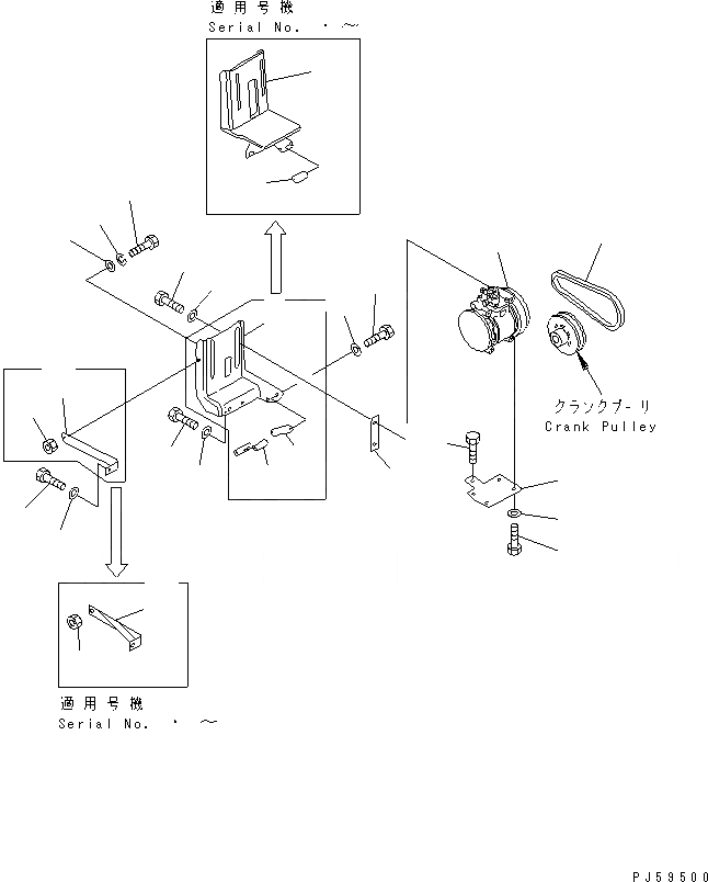 Схема запчастей Komatsu GD623A-1 - КОНДИЦ. ВОЗДУХА (/9) (КОМПРЕССОР И ЭЛЕМЕНТЫ КРЕПЛЕНИЯ)(№-.) РАМА И ЧАСТИ КОРПУСА