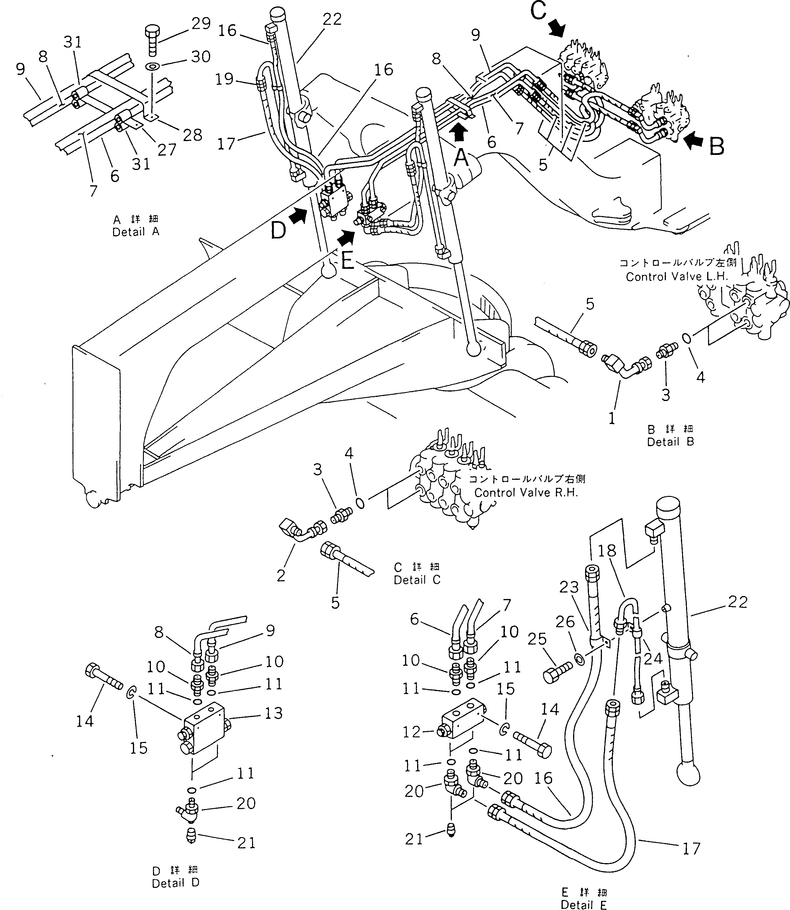 Схема запчастей Komatsu GD623A-1 - ГИДРОЛИНИЯ (ЦИЛИНДР ПОДЪЕМА ОТВАЛА ЛИНИЯ)(№-7) ГИДРАВЛИКА