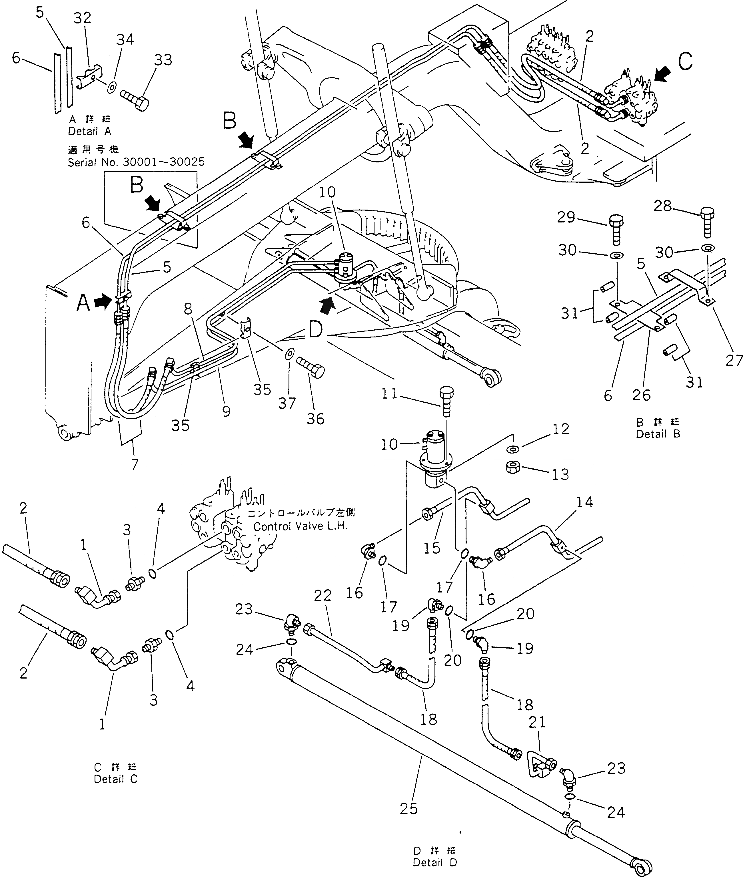 Схема запчастей Komatsu GD623A-1 - ГИДРОЛИНИЯ (ЦИЛИНДР СДВИГ. ОТВАЛА ЛИНИЯ)(№-) ГИДРАВЛИКА