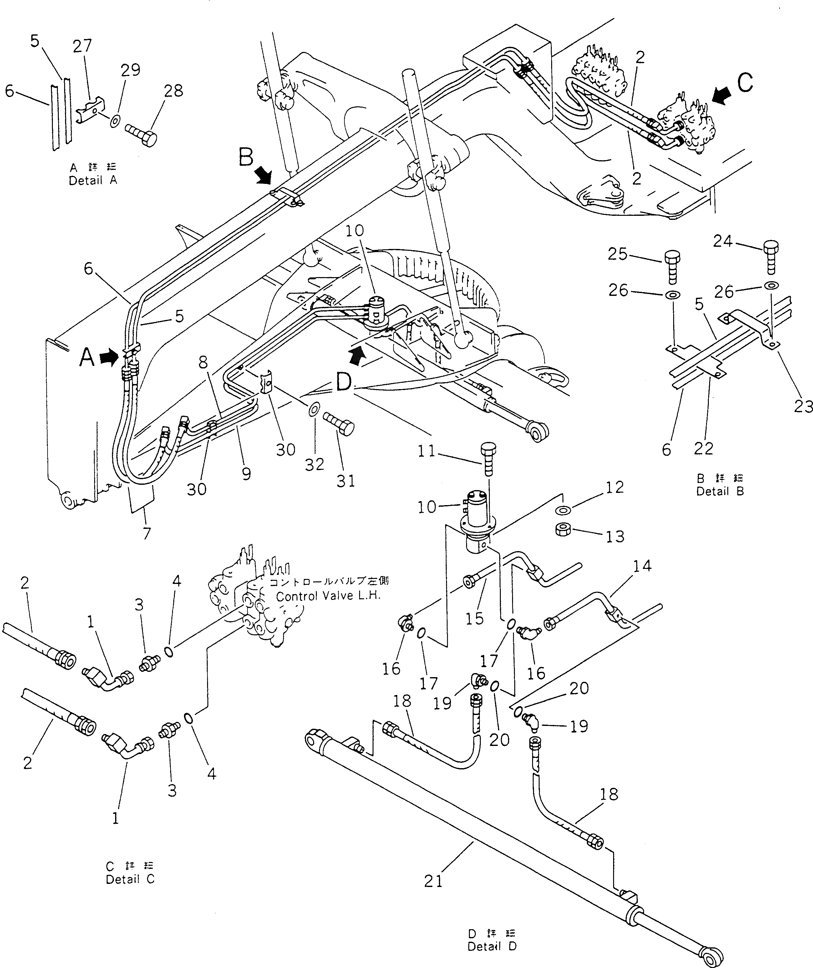 Схема запчастей Komatsu GD623A-1 - ГИДРОЛИНИЯ (ЦИЛИНДР СДВИГ. ОТВАЛА ЛИНИЯ)(№-) ГИДРАВЛИКА