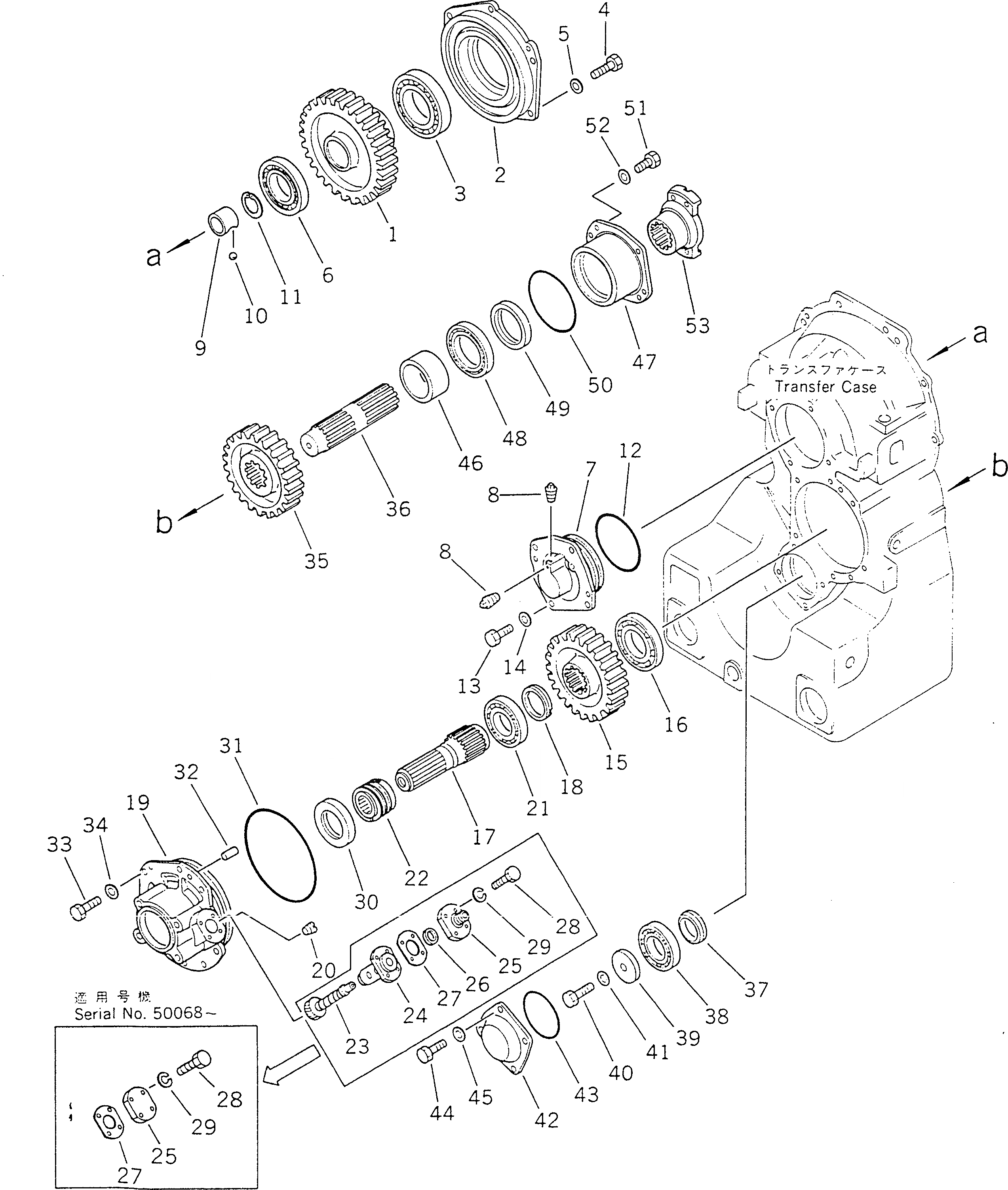 Схема запчастей Komatsu GD625A-1 - ТРАНСМИССИЯ (ВЫХОДНОЙ ВАЛ) СИЛОВАЯ ПЕРЕДАЧА