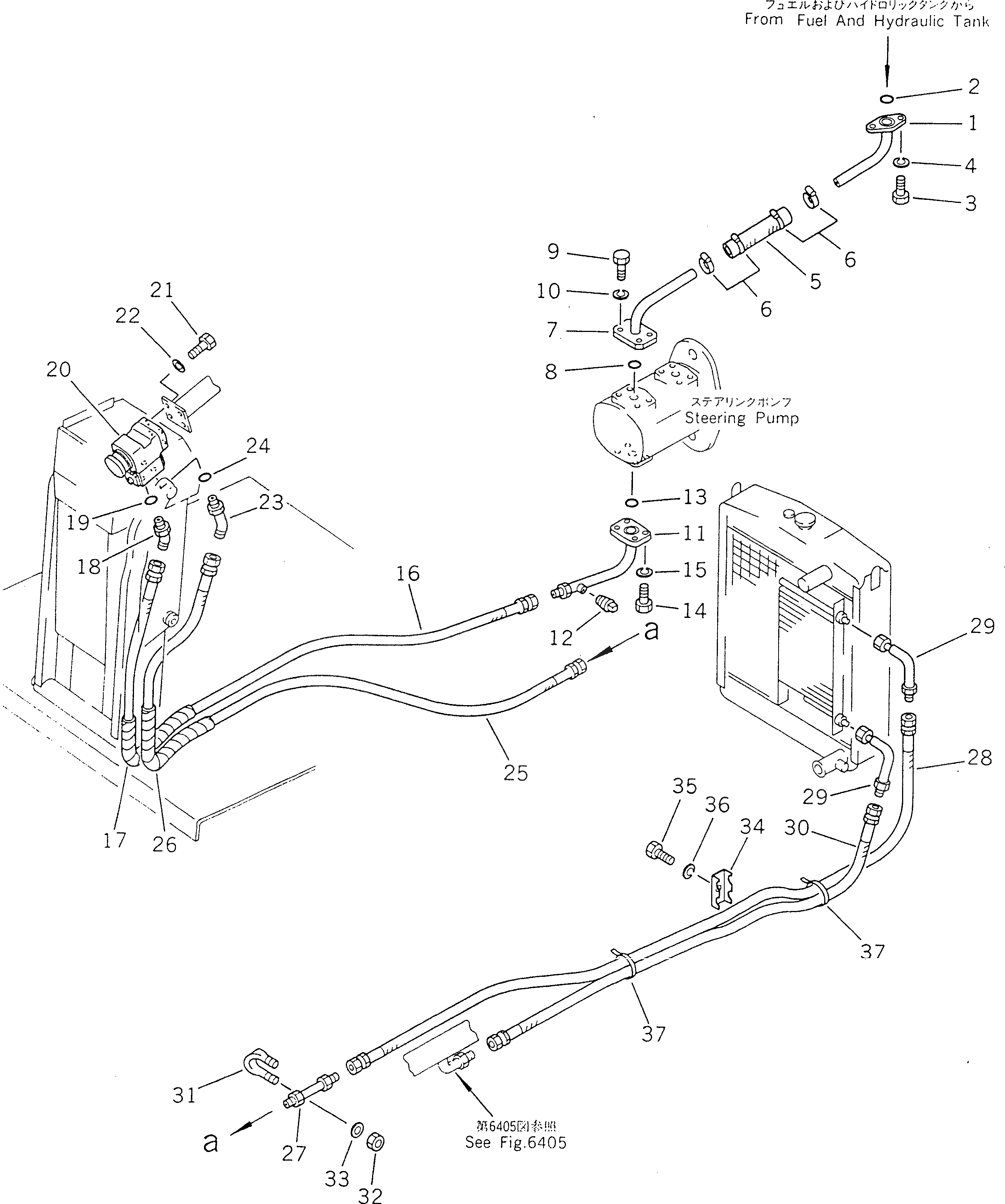 Схема запчастей Komatsu GD625A-1 - ГИДРАВЛИКА РУЛ. УПРАВЛЕНИЯ (/) СИЛОВАЯ ПЕРЕДАЧА