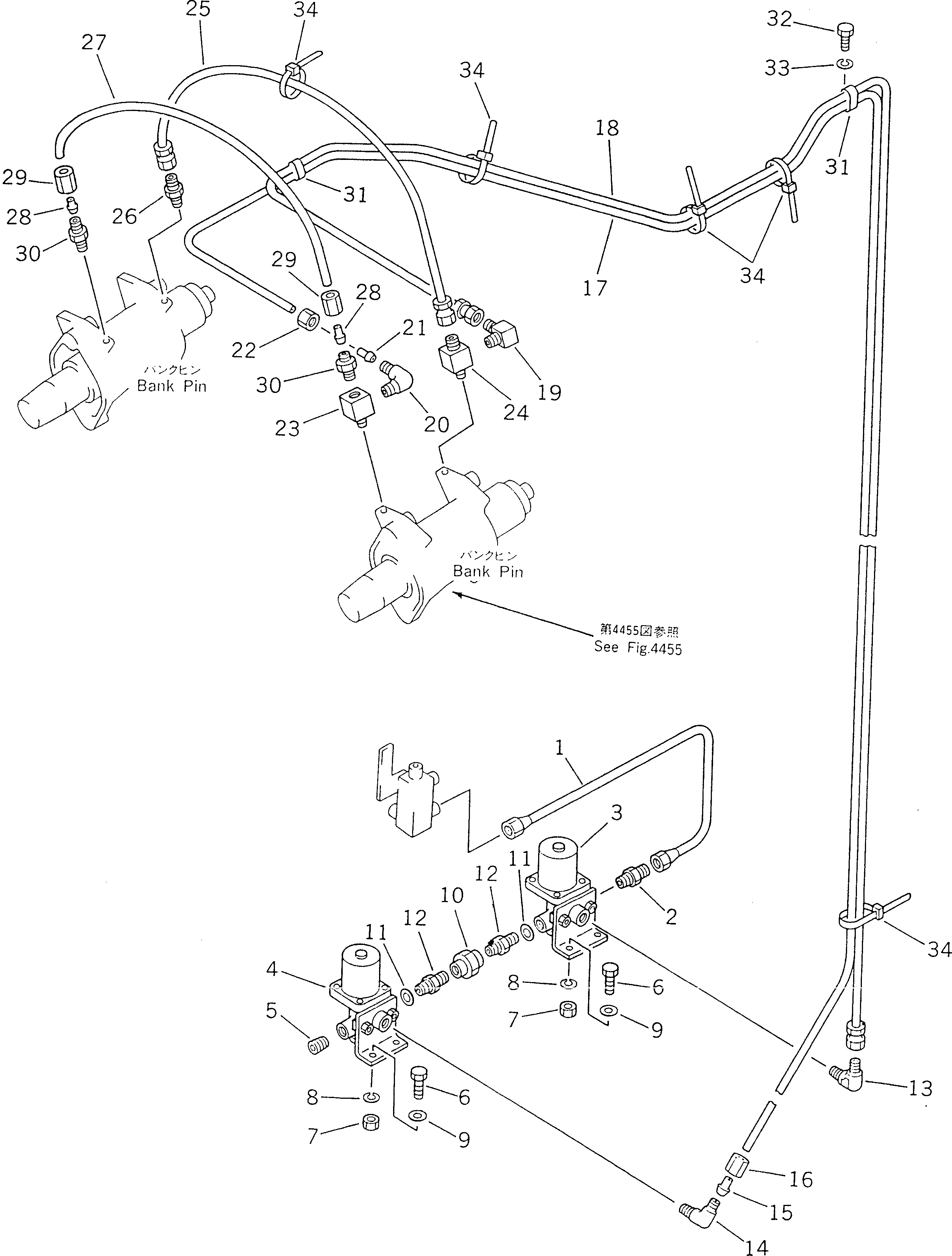 Схема запчастей Komatsu GD625A-1 - ГИДРОЛИНИИ ВЫРАВН. НАСЫПИ СИСТЕМА УПРАВЛЕНИЯ