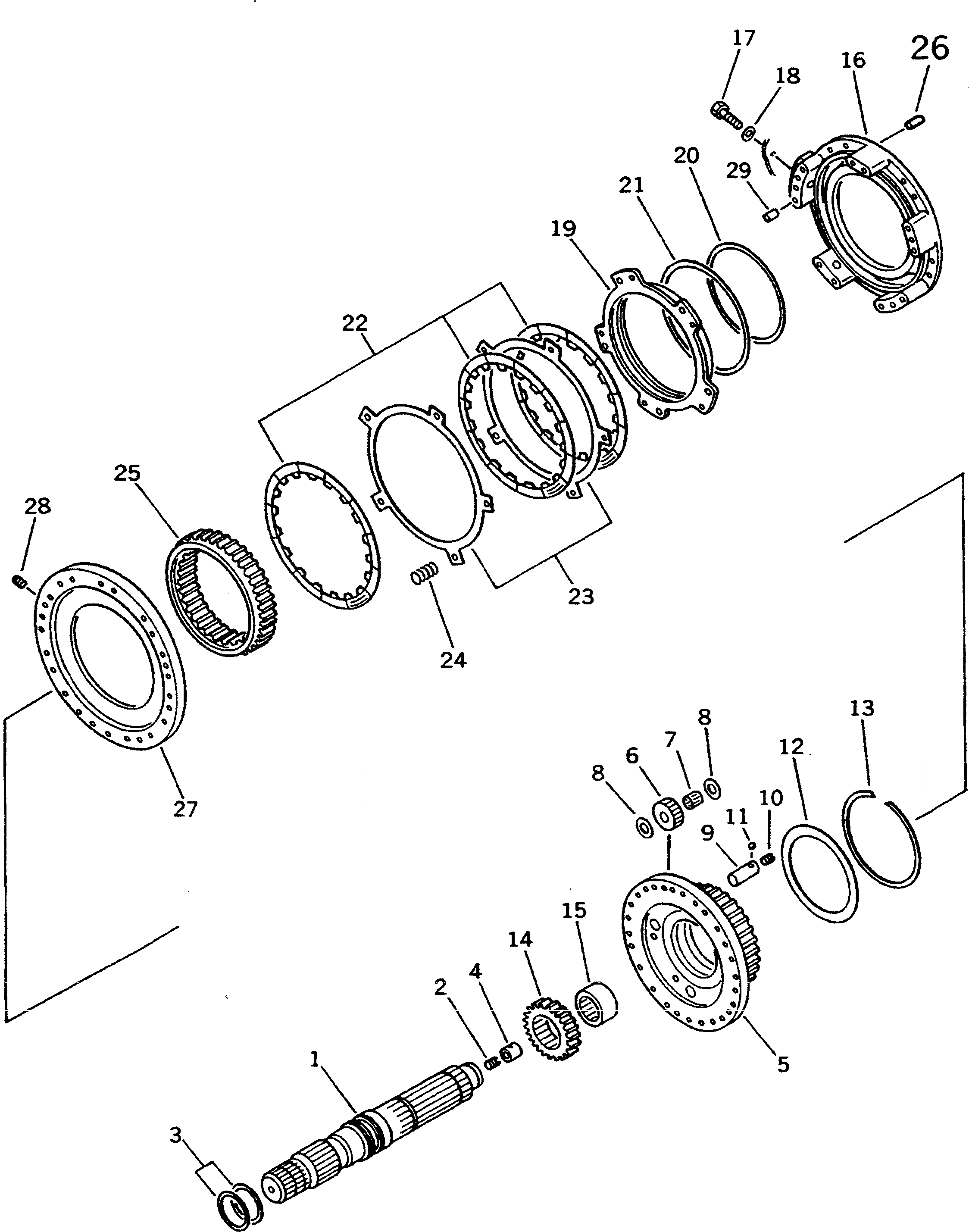 Схема запчастей Komatsu GD625A-1 - ТРАНСМИССИЯ (2 МУФТА) СИЛОВАЯ ПЕРЕДАЧА