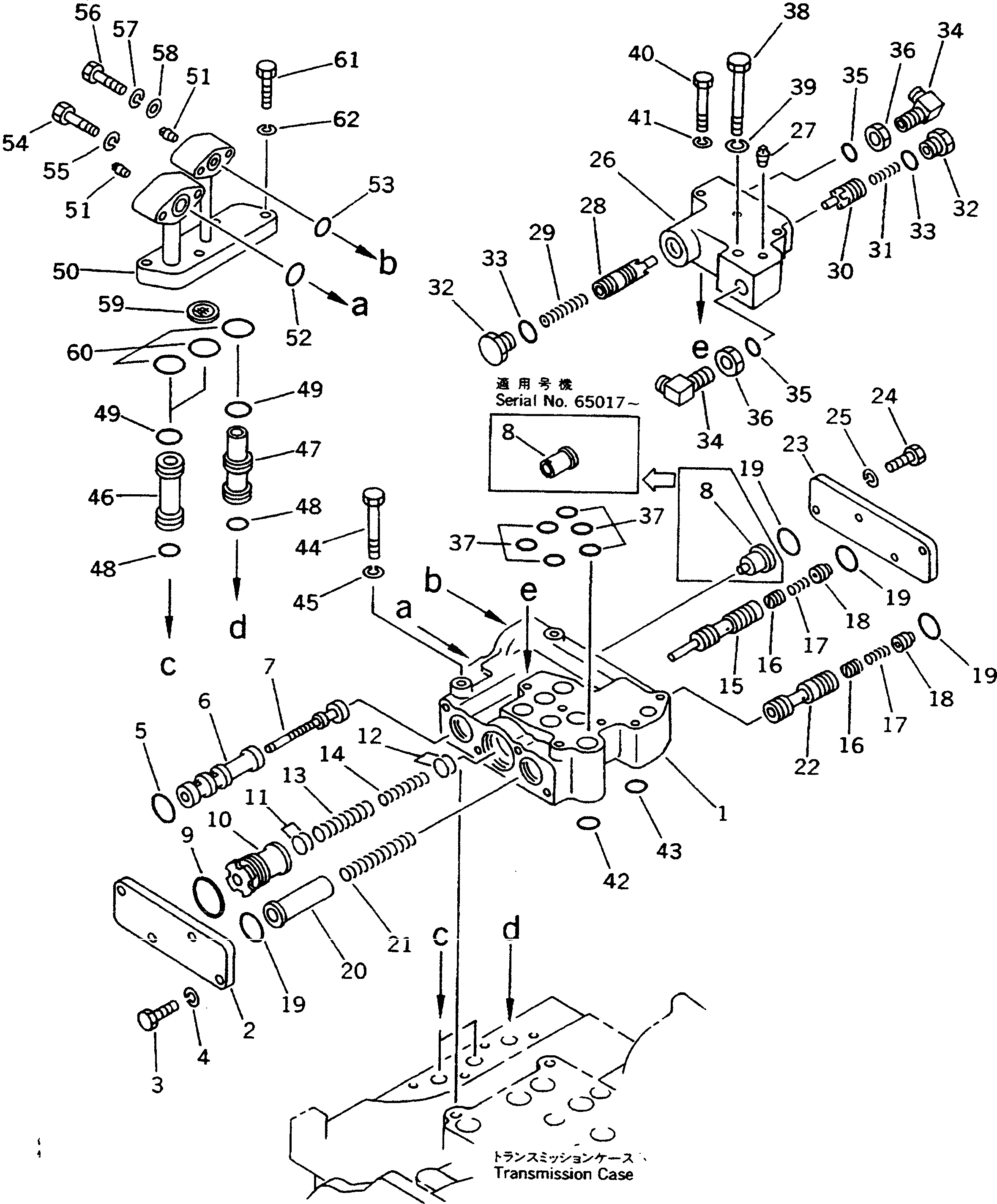 Схема запчастей Komatsu GD625A-1 - ТРАНСМИССИЯ (УПРАВЛЯЮЩ. КЛАПАН) (/) СИЛОВАЯ ПЕРЕДАЧА