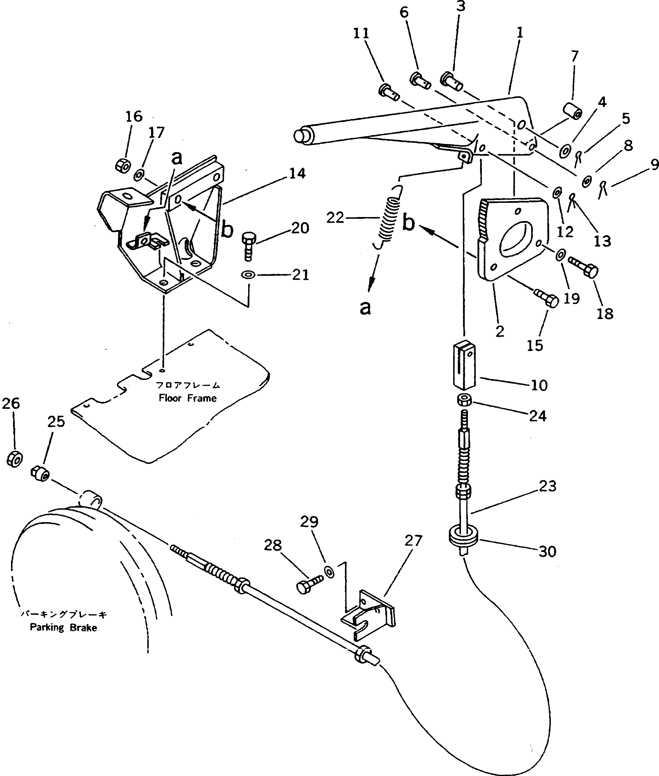 Схема запчастей Komatsu GD625A-1 - РЫЧАГ УПР-Я СТОЯНОЧН. ТОРМОЗОМ СИСТЕМА УПРАВЛЕНИЯ