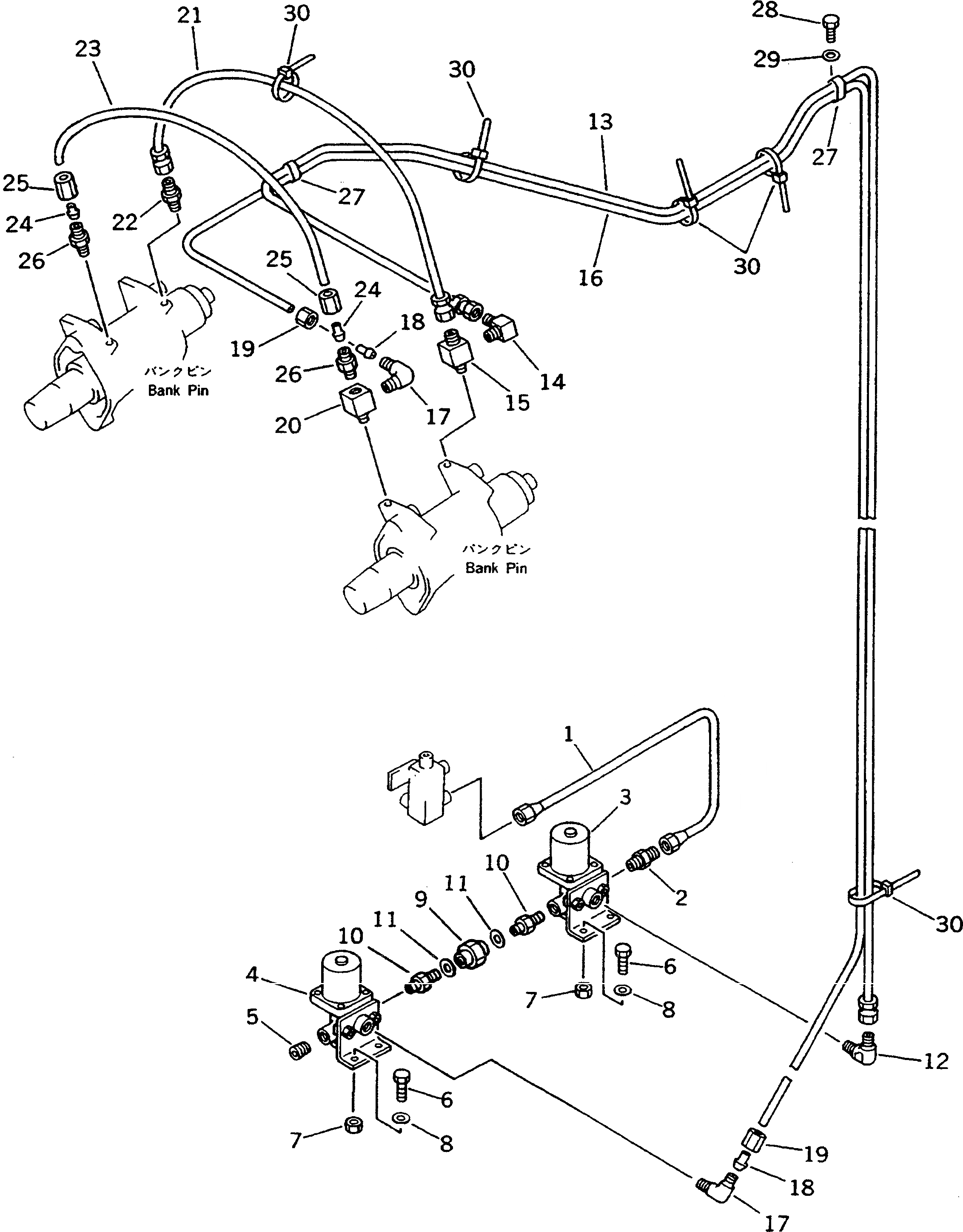 Схема запчастей Komatsu GD625A-1 - ГИДРОЛИНИИ ВЫРАВН. НАСЫПИ СИСТЕМА УПРАВЛЕНИЯ