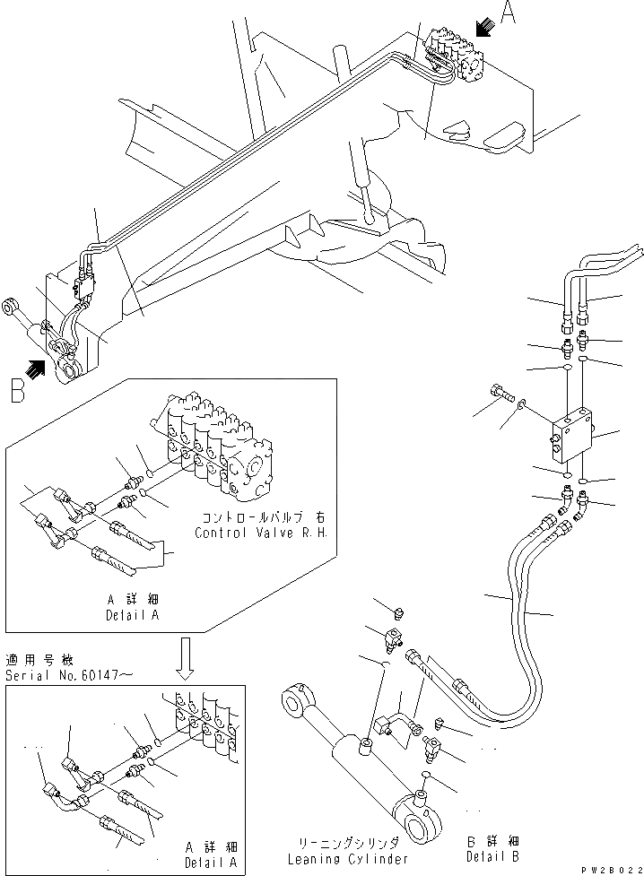 Схема запчастей Komatsu GD625A-1 - ГИДРОЛИНИЯ (ЦИЛИНДР НАКЛОНА ЛИНИЯ) ГИДРАВЛИКА
