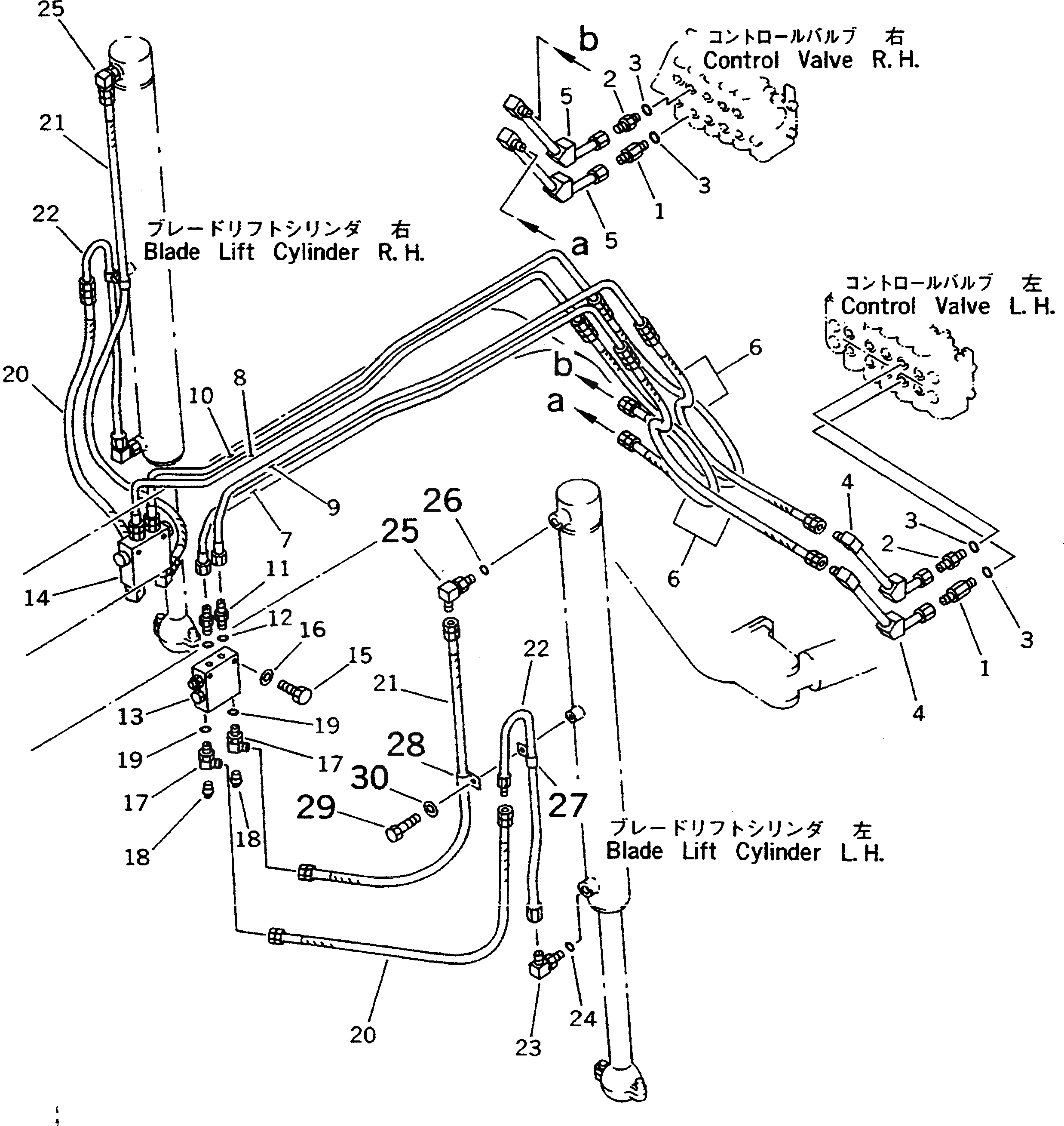Схема запчастей Komatsu GD625A-1 - ГИДРОЛИНИЯ (ЦИЛИНДР ПОДЪЕМА ОТВАЛА ЛИНИЯ)(№-) ГИДРАВЛИКА