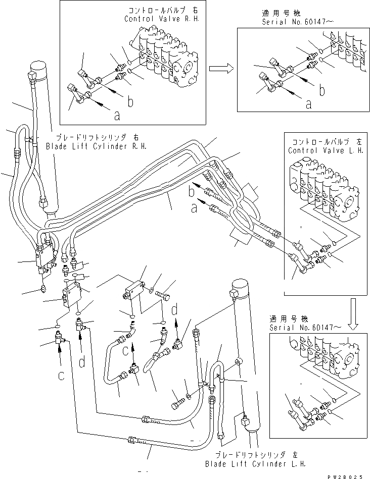 Схема запчастей Komatsu GD625A-1 - ГИДРОЛИНИЯ (ЦИЛИНДР ПОДЪЕМА ОТВАЛА ЛИНИЯ)(№9-) ГИДРАВЛИКА