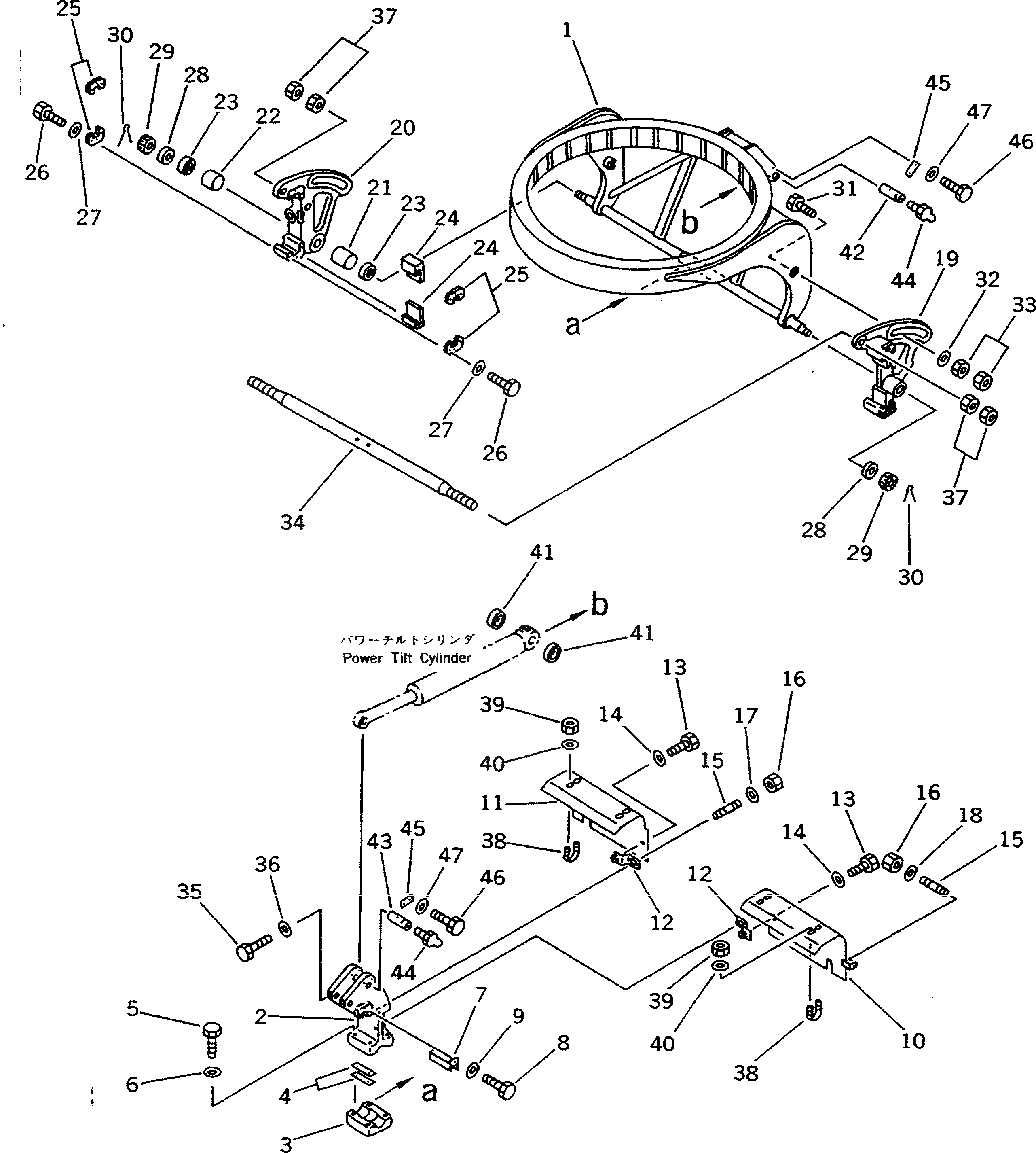 Схема запчастей Komatsu GD625A-1 - КОЛЬЦЕВ. СУППОРТ РАБОЧЕЕ ОБОРУДОВАНИЕ