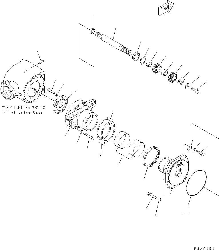 Схема запчастей Komatsu GD655-3Y - ЗАДН. МОСТ (КОНЕЧНАЯ ПЕРЕДАЧА) (ГТР ВАЛ) (NO SПАЛЕЦ ДИФФЕРЕНЦ.) ТРАНСМИССИЯ