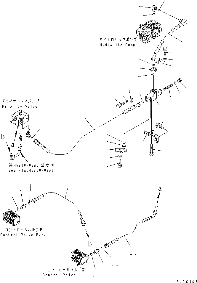Схема запчастей Komatsu GD655-3Y - ГИДРОЛИНИЯ (ИЗ НАСОСА В КЛАПАН) ГИДРАВЛИКА