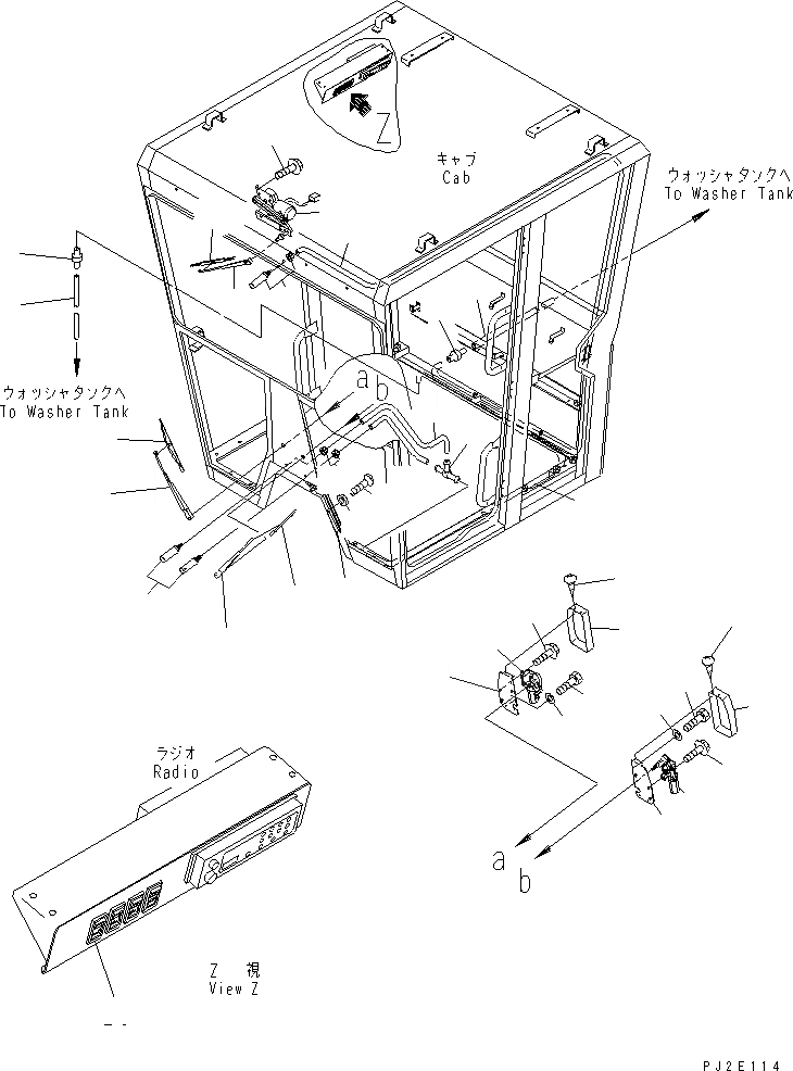 Схема запчастей Komatsu GD655-3Y - КАБИНА (ПЕРЕДН. ДВОРНИКИ) КАБИНА ОПЕРАТОРА И СИСТЕМА УПРАВЛЕНИЯ